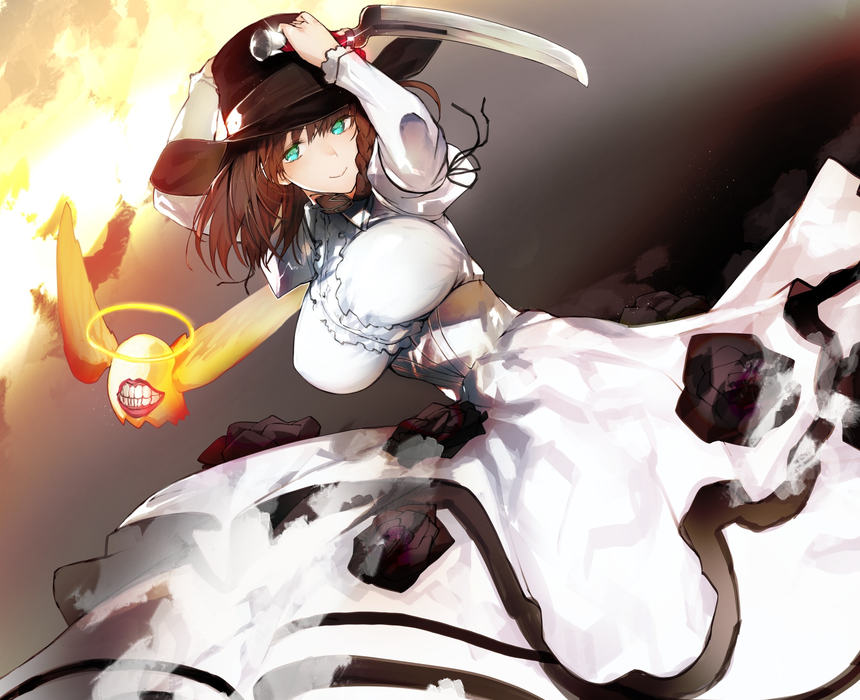 Charlotte Corday with a sword and a strange creature HD Wallpaper