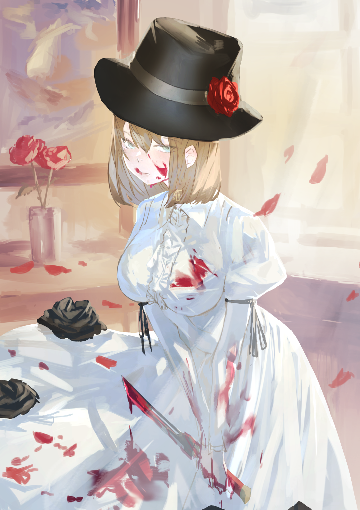 Charlotte Corday with Knife and Blood HD Phone Wallpaper