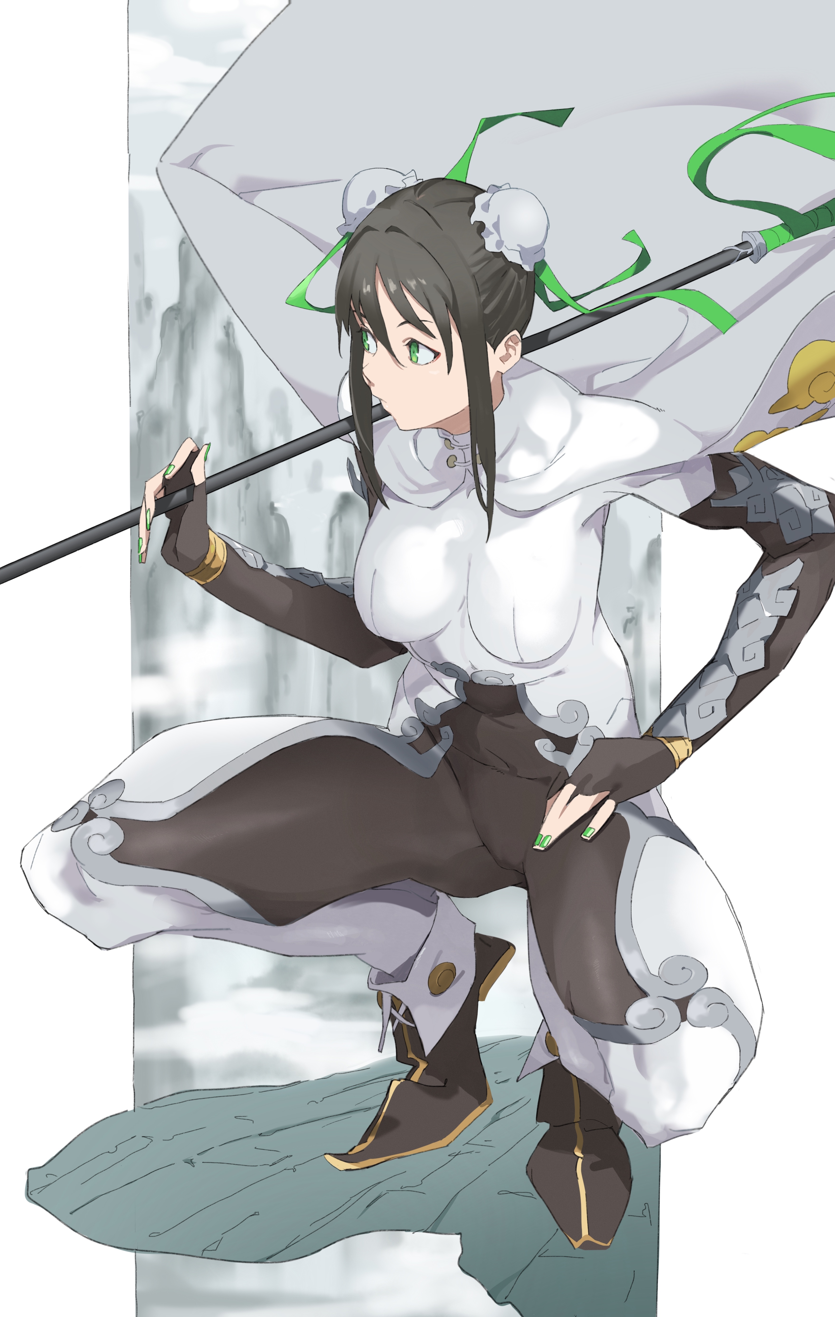 Qin Liangyu from Fate/Grand Order with a staff HD Phone Wallpaper
