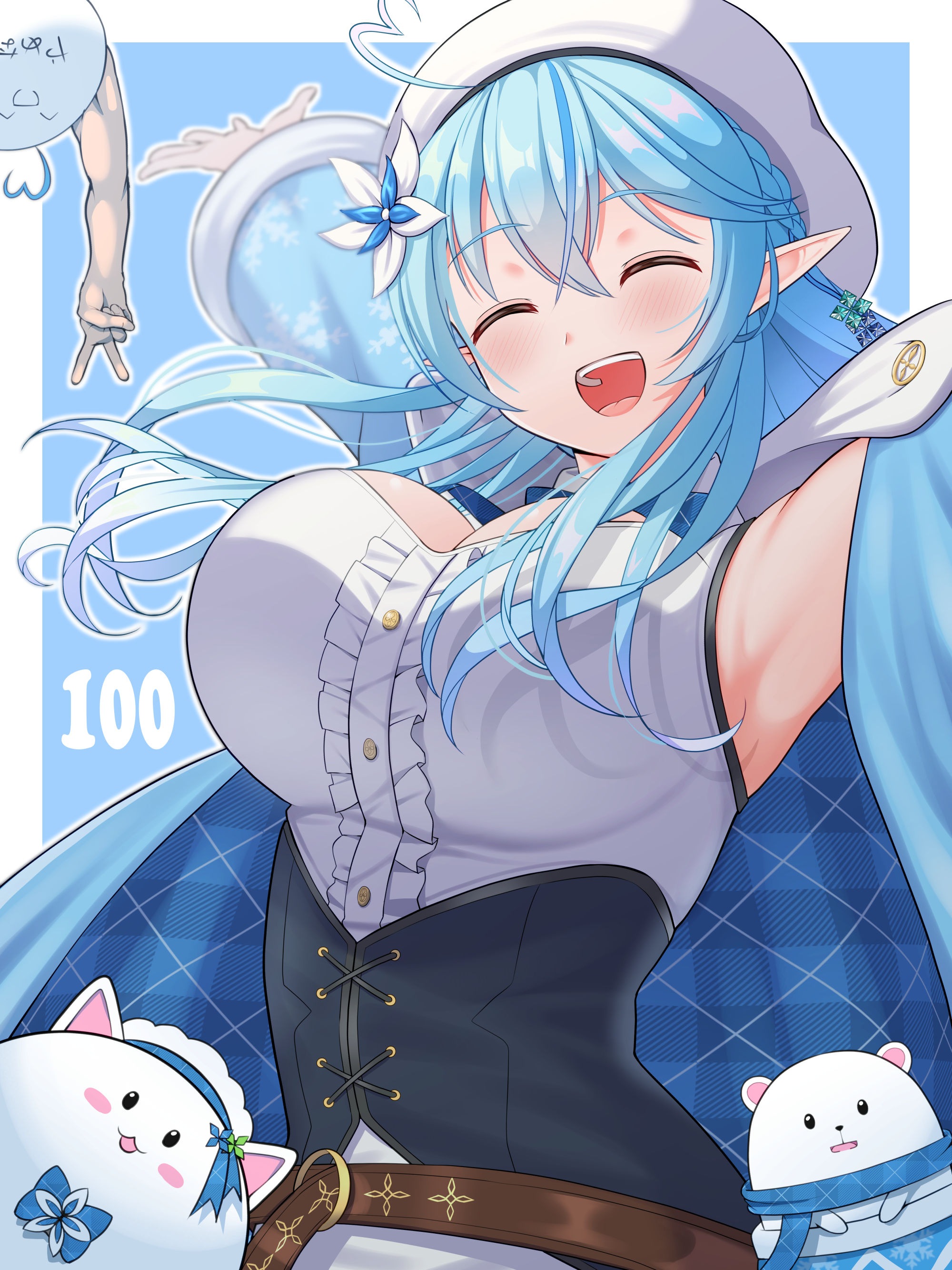 Yukihana Lamy with Cat and Polar Bear Companions HD Phone Wallpaper