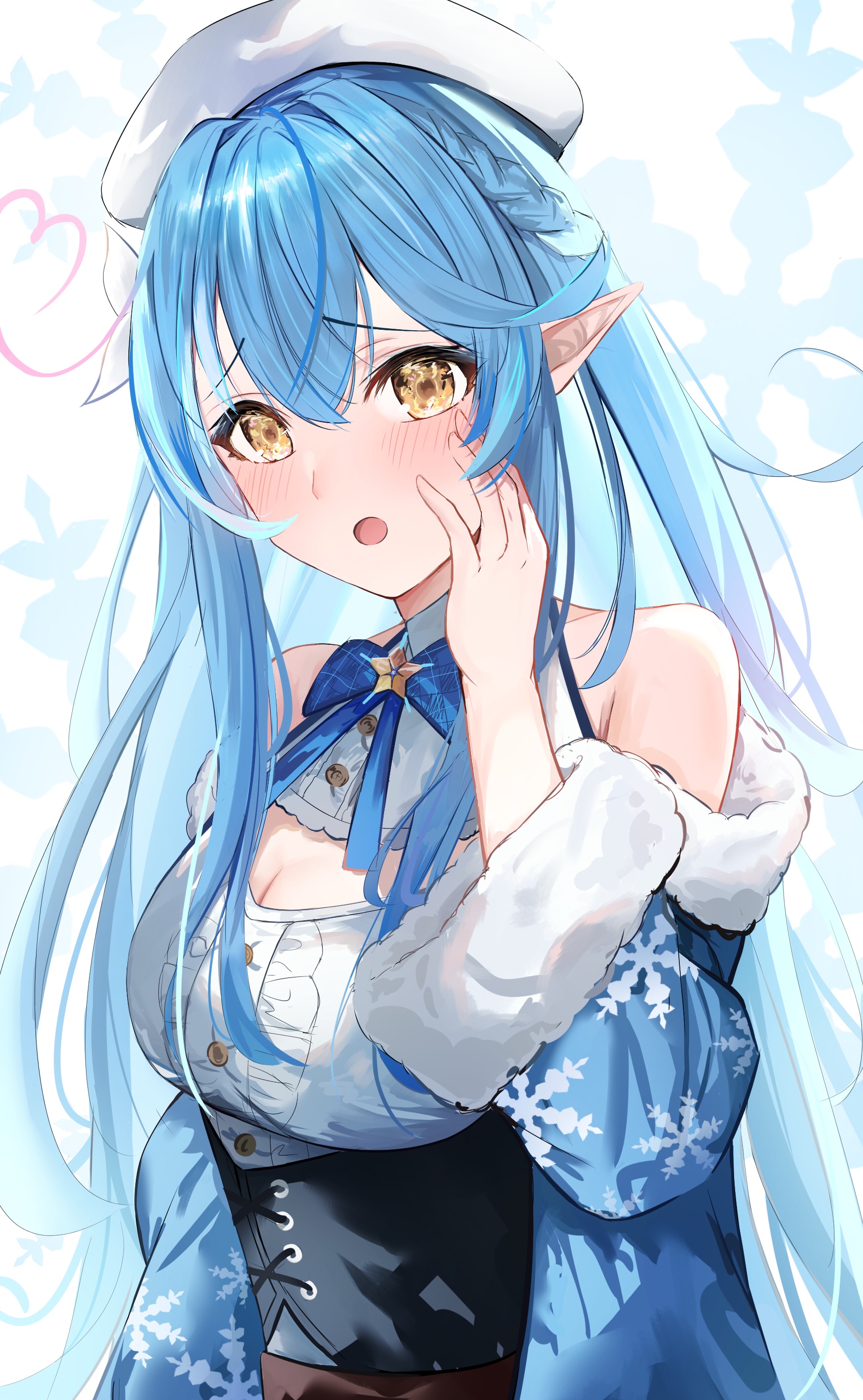 Yukihana Lamy with blue hair and yellow eyes HD Phone Wallpaper