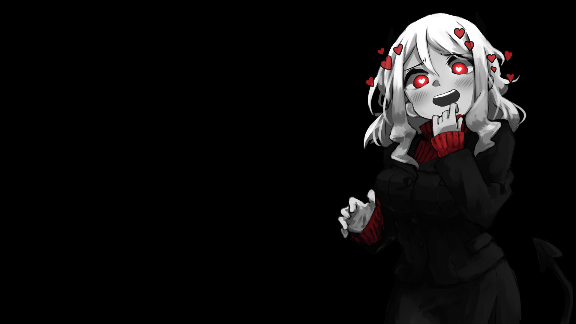 Helltaker character with heart eyes and horns HD Wallpaper