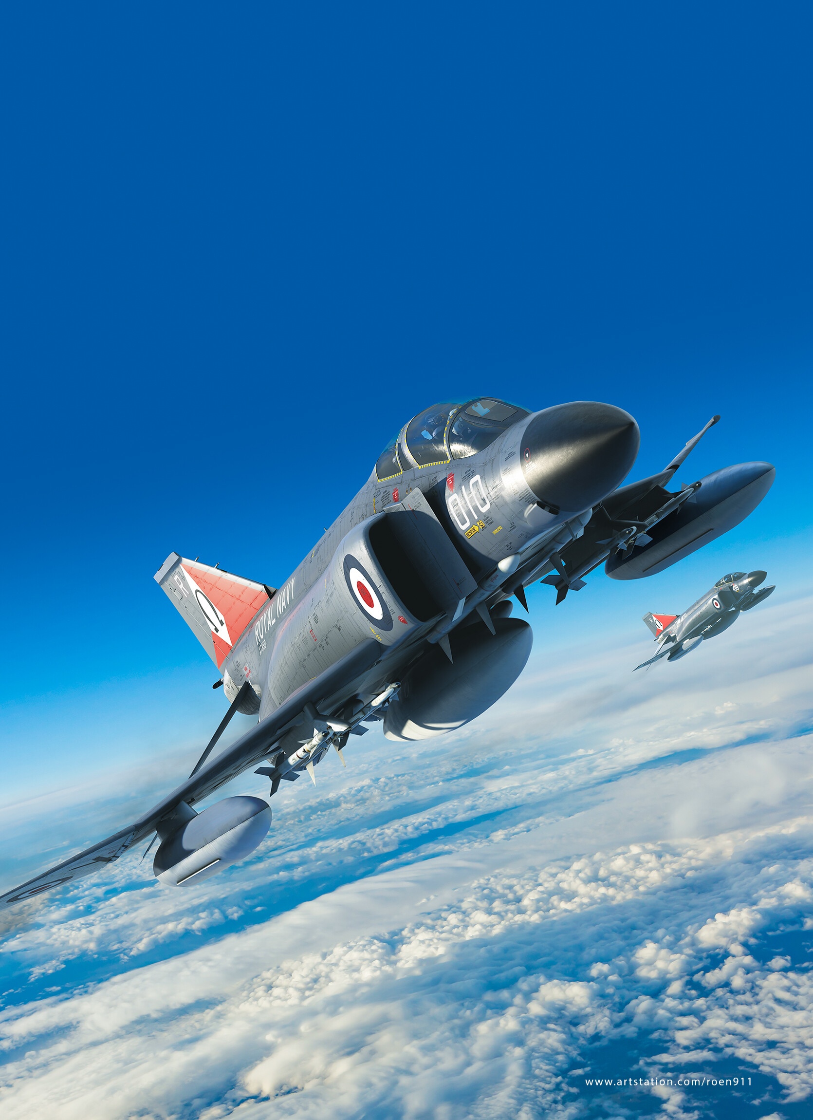 Royal Navy McDonnell Douglas F-4 Phantom IIs in flight HD Phone Wallpaper