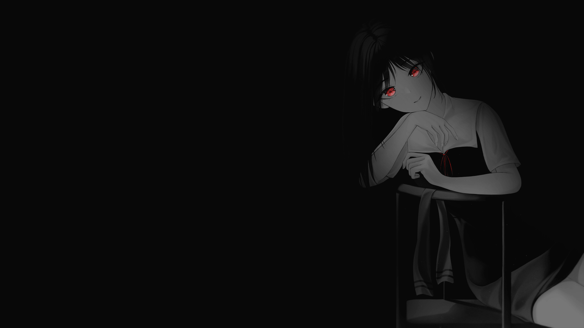 Shinomiya Kaguya with red eyes on dark background HD Wallpaper