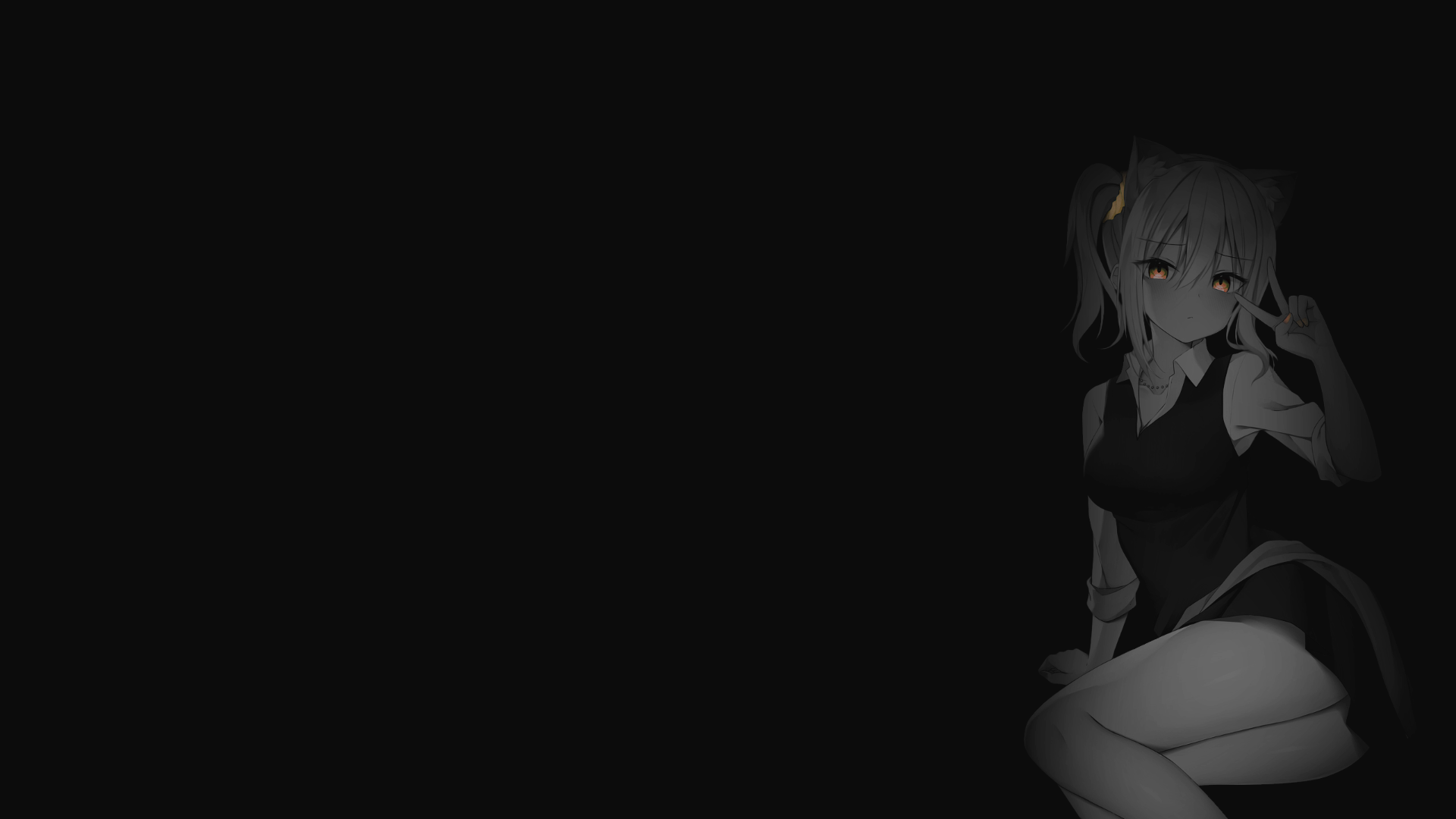 Anime girl with cat ears and glowing eyes HD Wallpaper