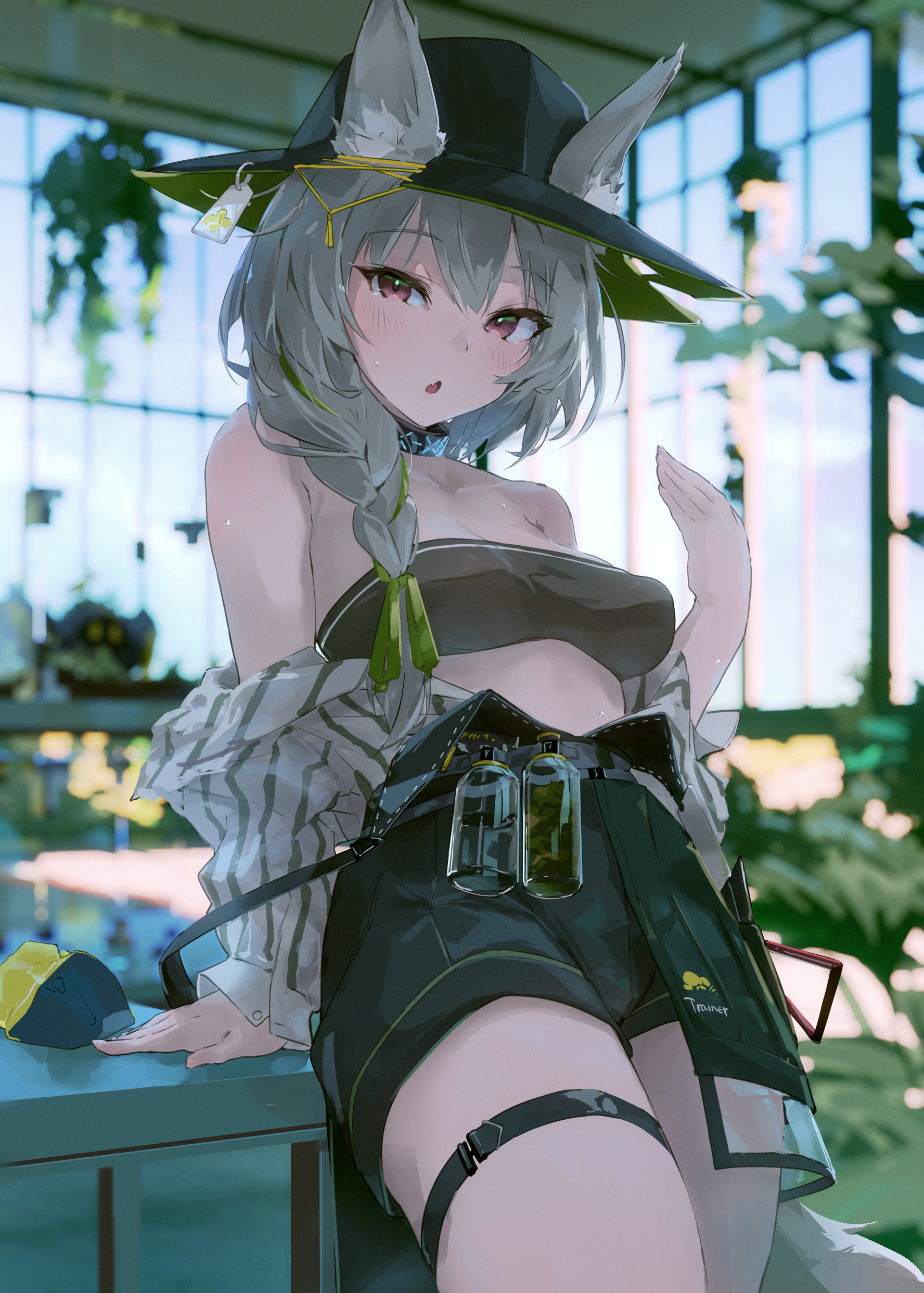 Beanstalk from Arknights with fox ears and hat HD Phone Wallpaper
