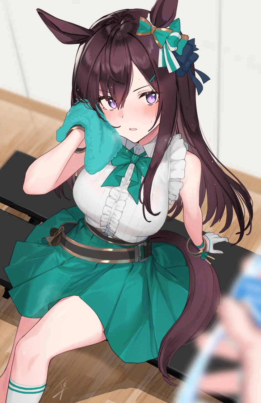 Mejiro Dober from Uma Musume Pretty Derby wiping sweat HD Phone Wallpaper