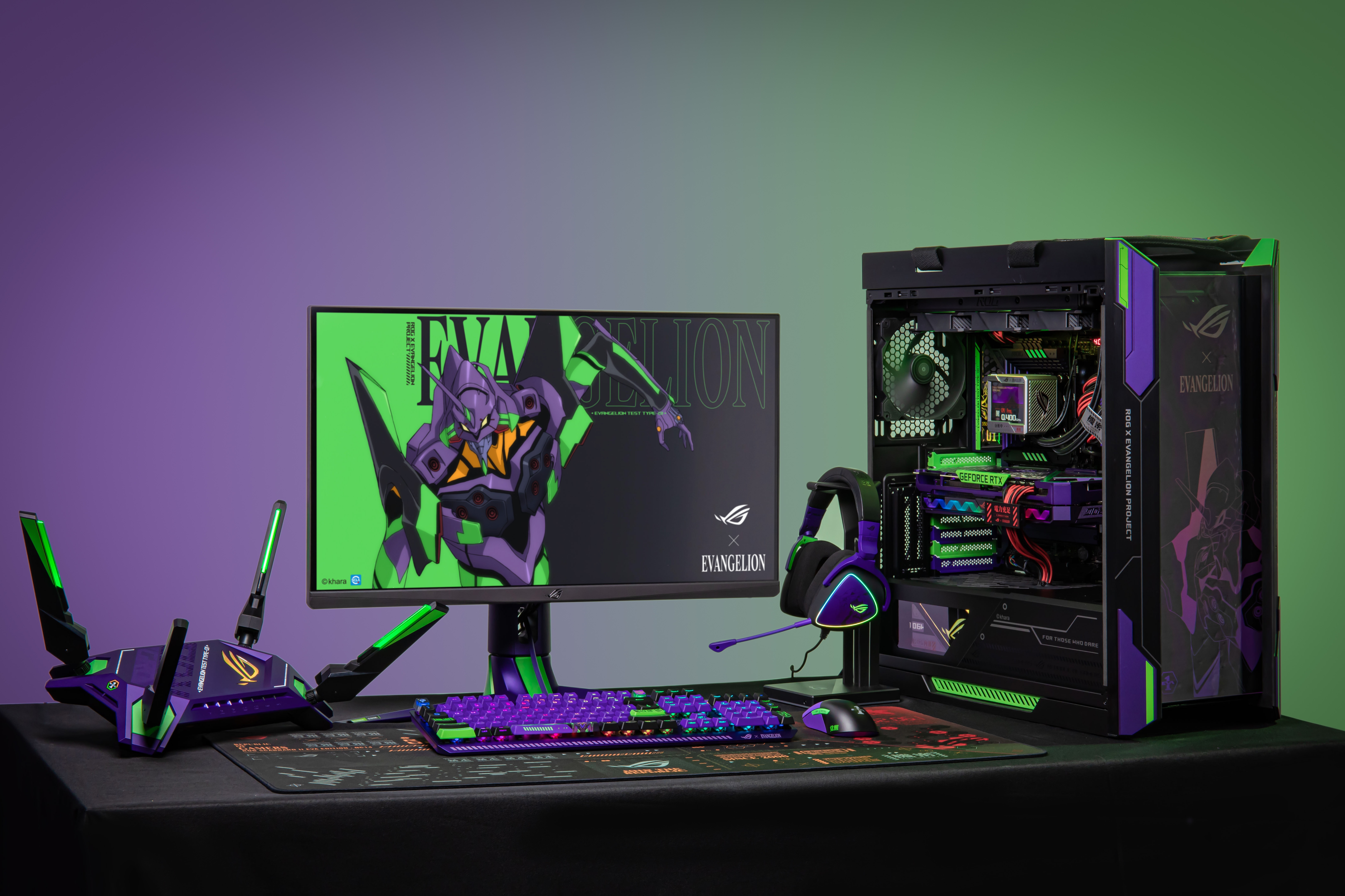 ASUS ROG x Evangelion PC Build with EVA Unit 01 HD Wallpaper