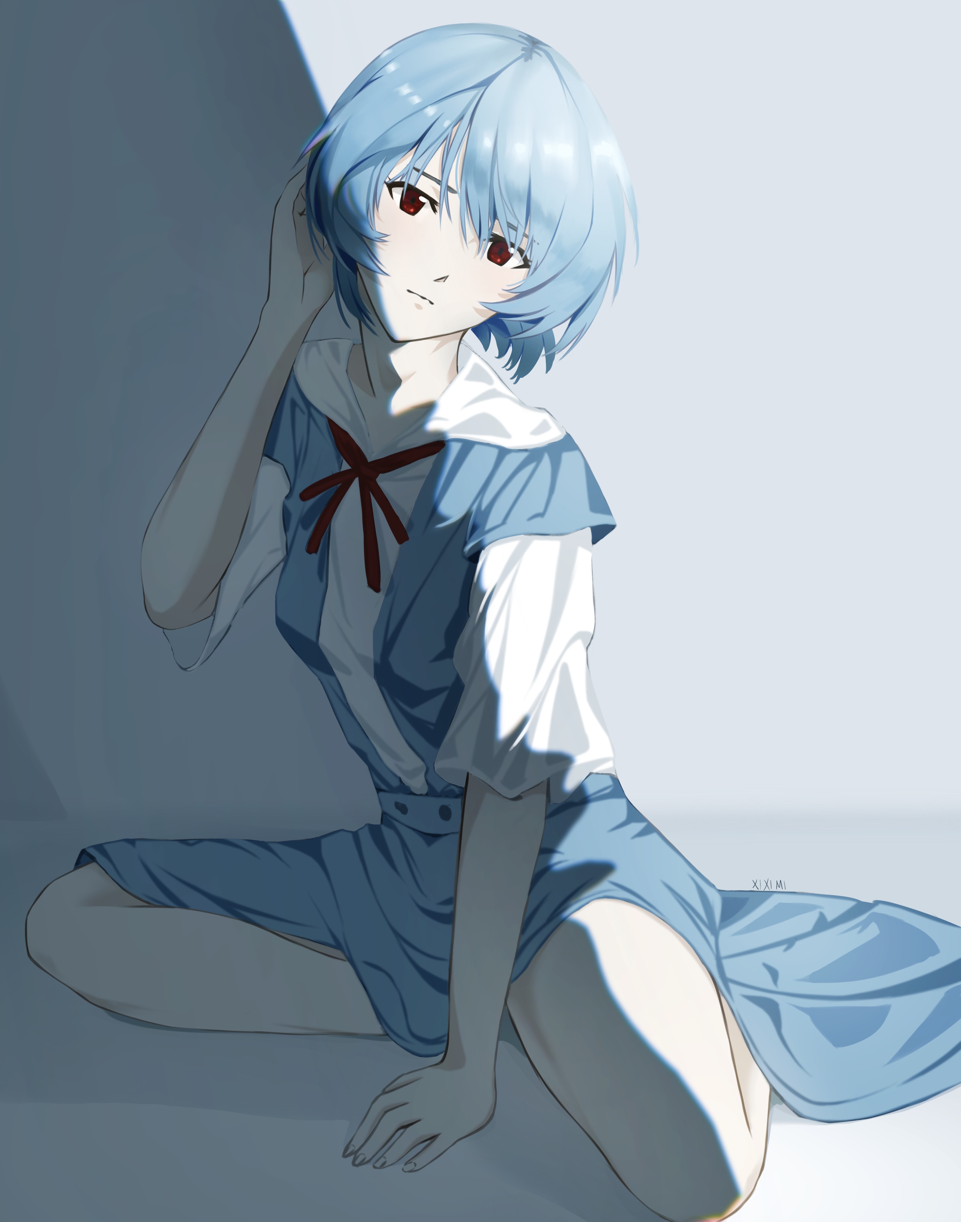 Rebuild of Evangelion Ayanami Rei fan art HD Phone Wallpaper