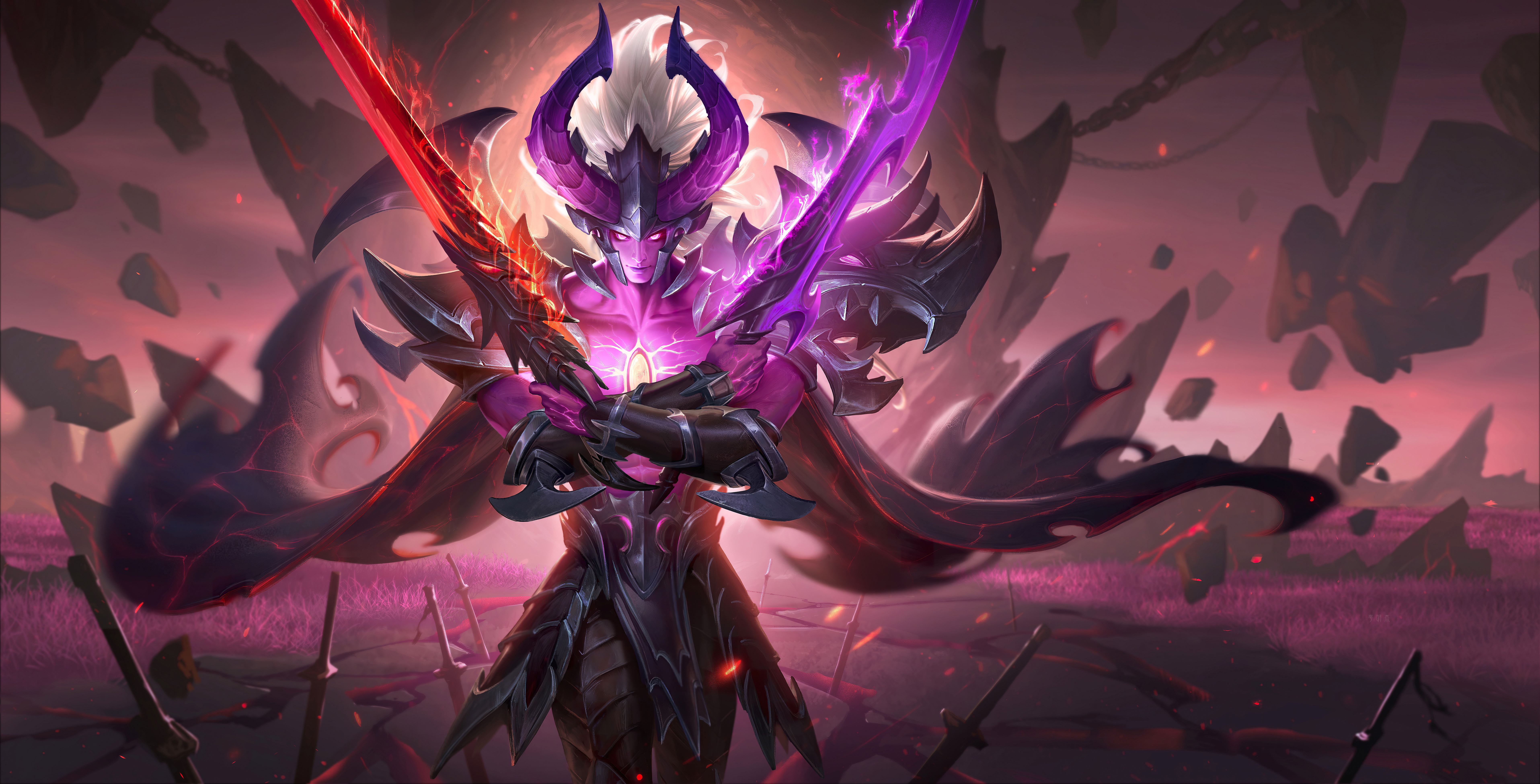 4K Honor of Kings: Demon Warrior with Dual Swords HD Wallpaper