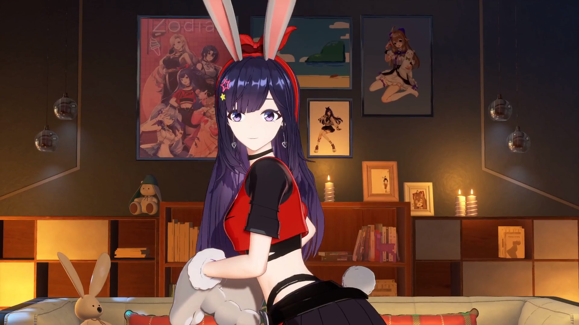 Bella from A-SOUL with purple hair and bunny ears HD Wallpaper
