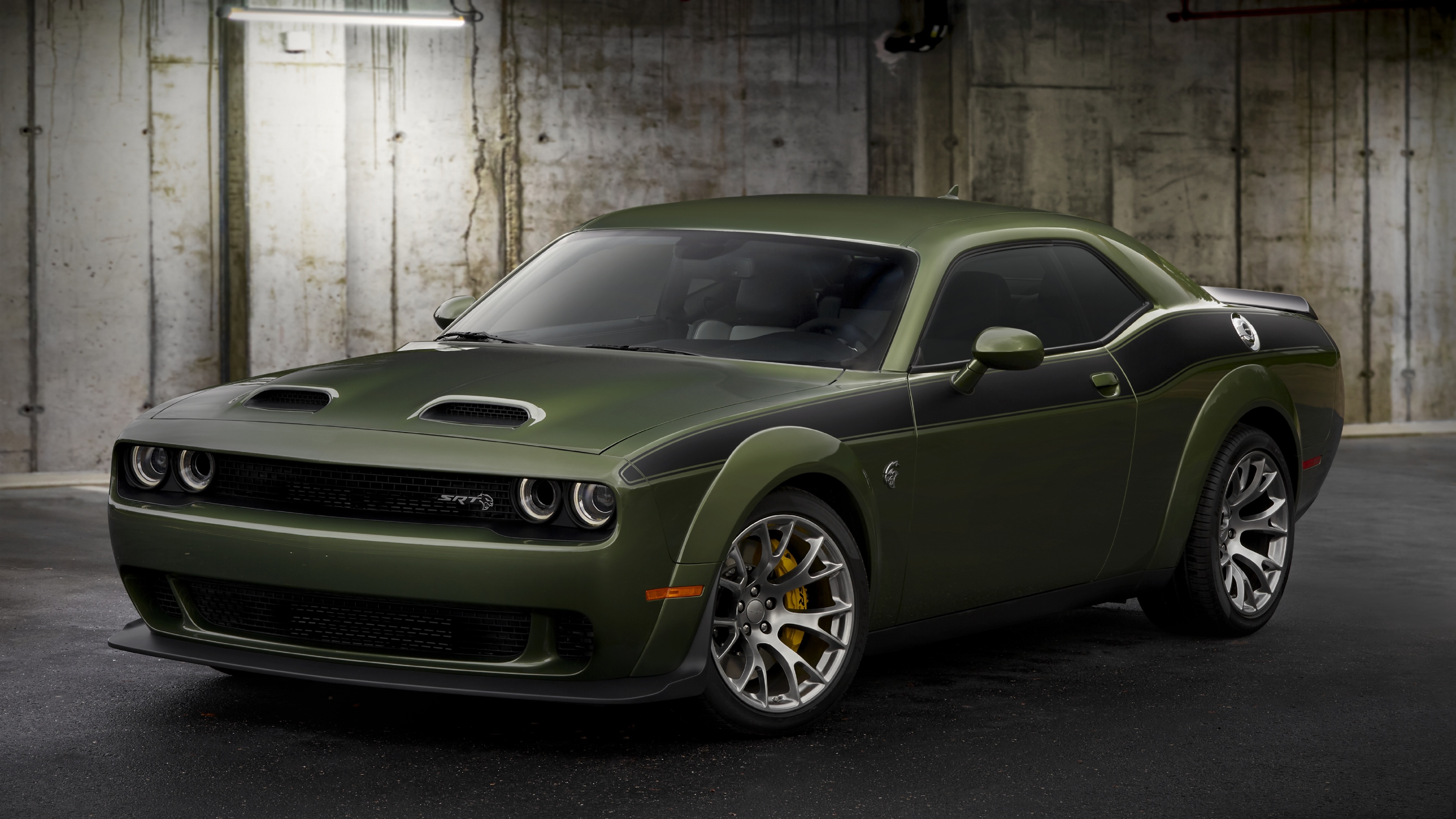 4K Green Dodge Challenger SRT Hellcat HD Wallpaper