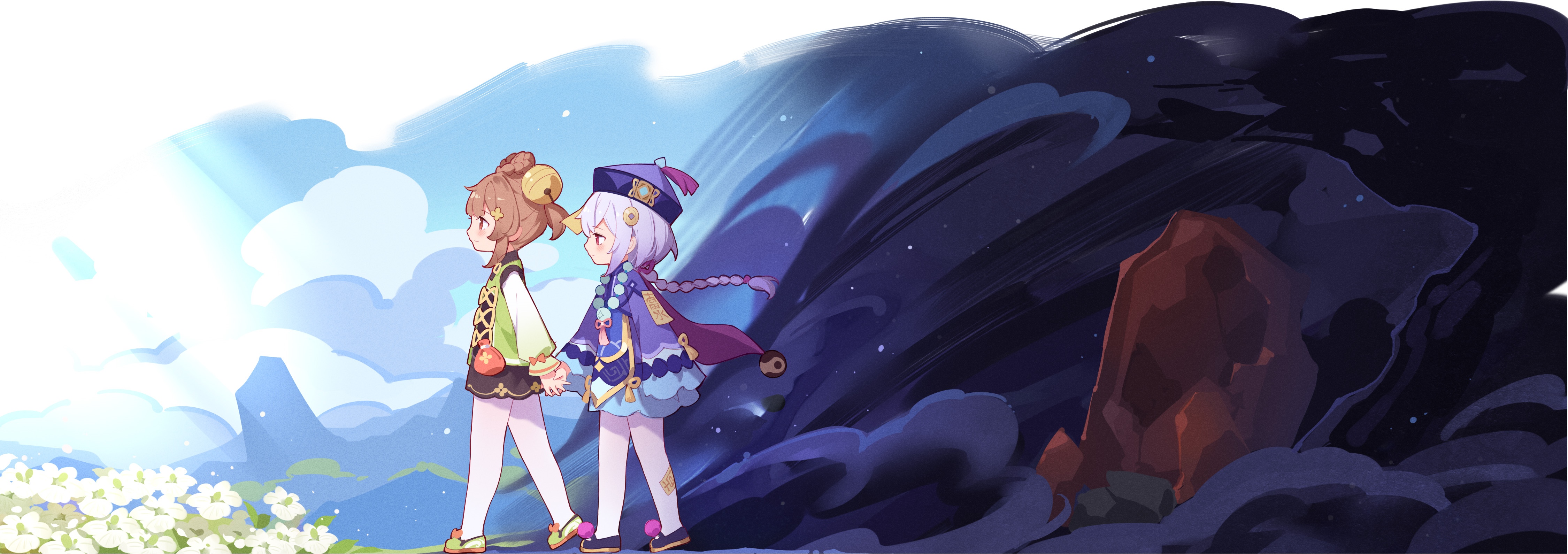 Genshin Impact fan art of Yaoyao and Qiqi HD Wallpaper