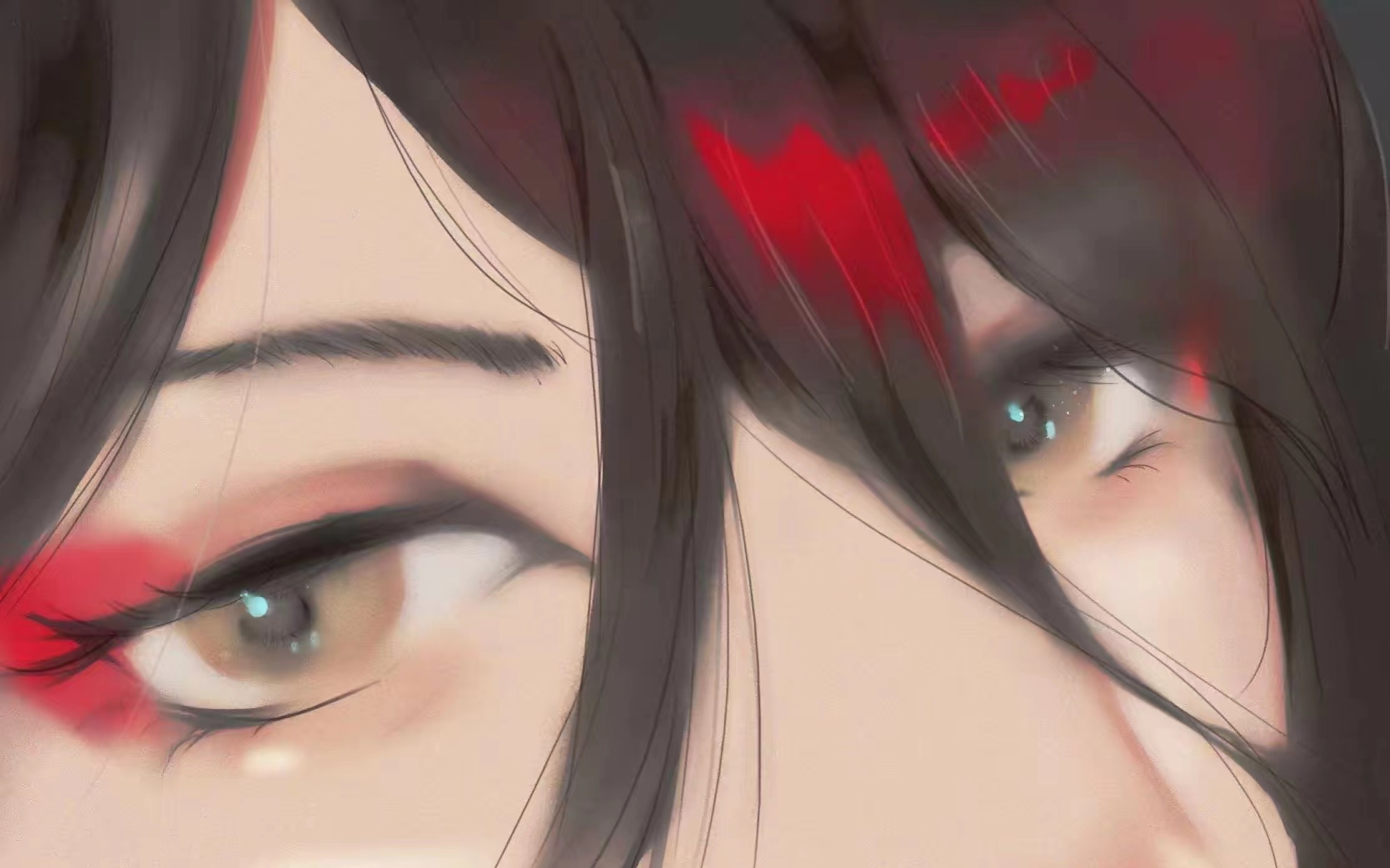 Vox Akuma with red eyeshadow and black hair HD Wallpaper