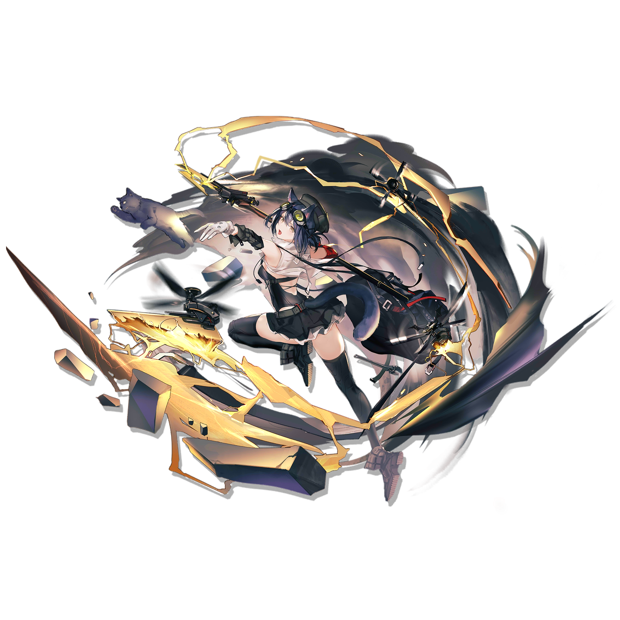 Arknights Cat Girl with Weapons and Cat HD Wallpaper