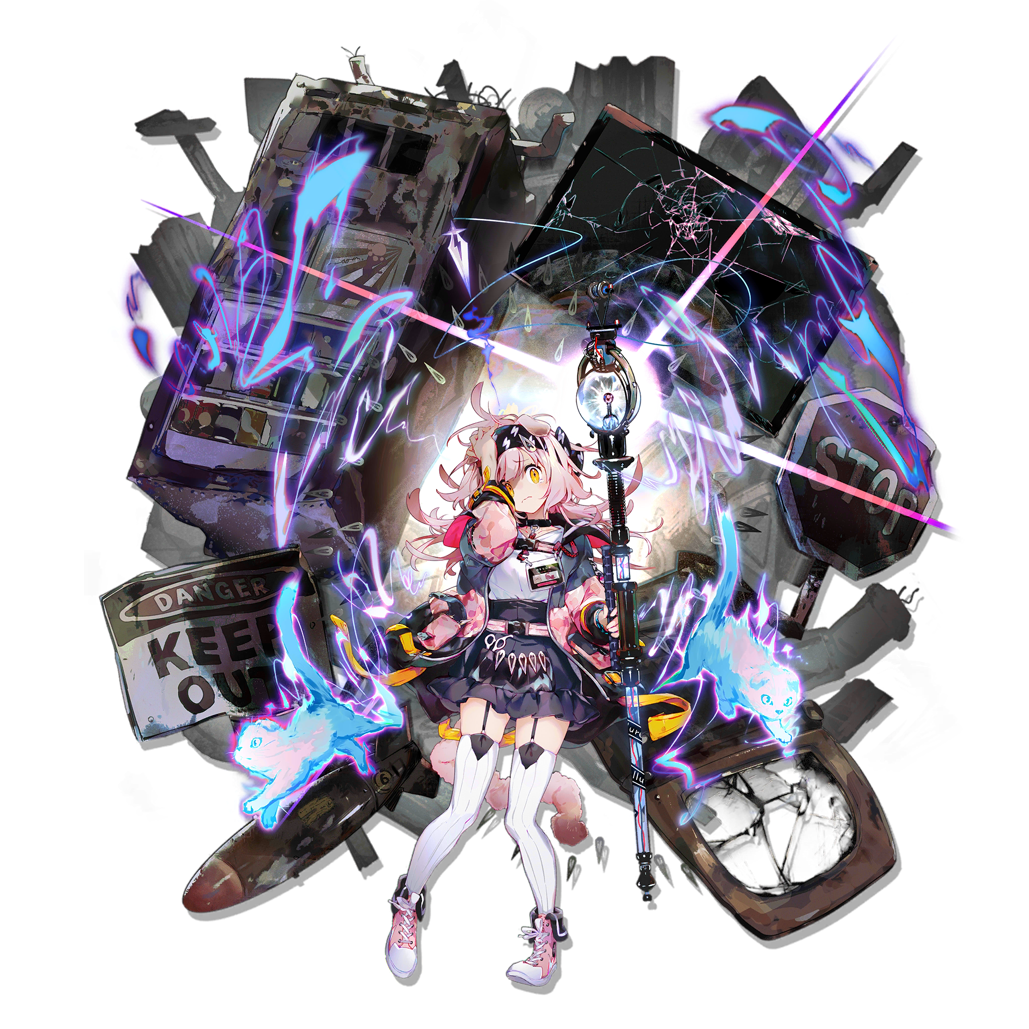 Arknights character with pink hair and staff HD Wallpaper