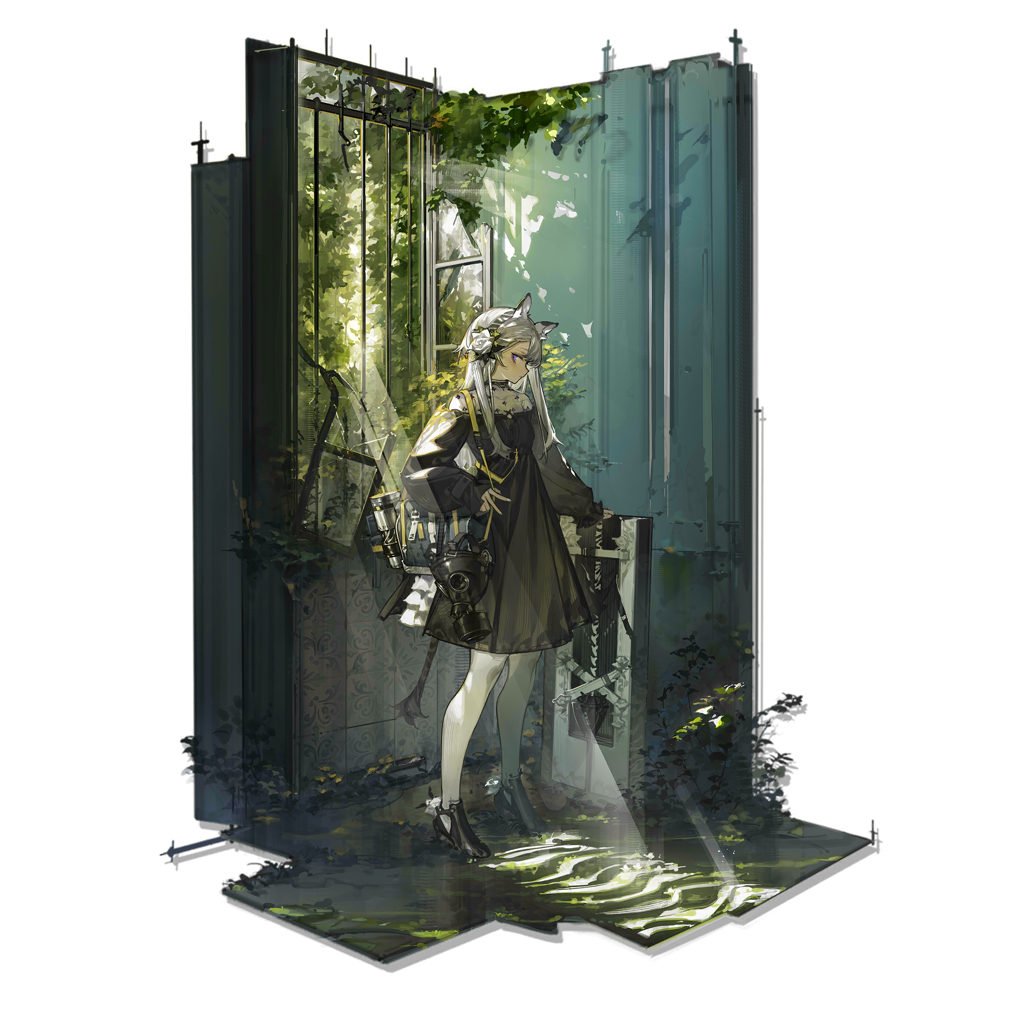 Arknights character with animal ears and gas mask HD Wallpaper