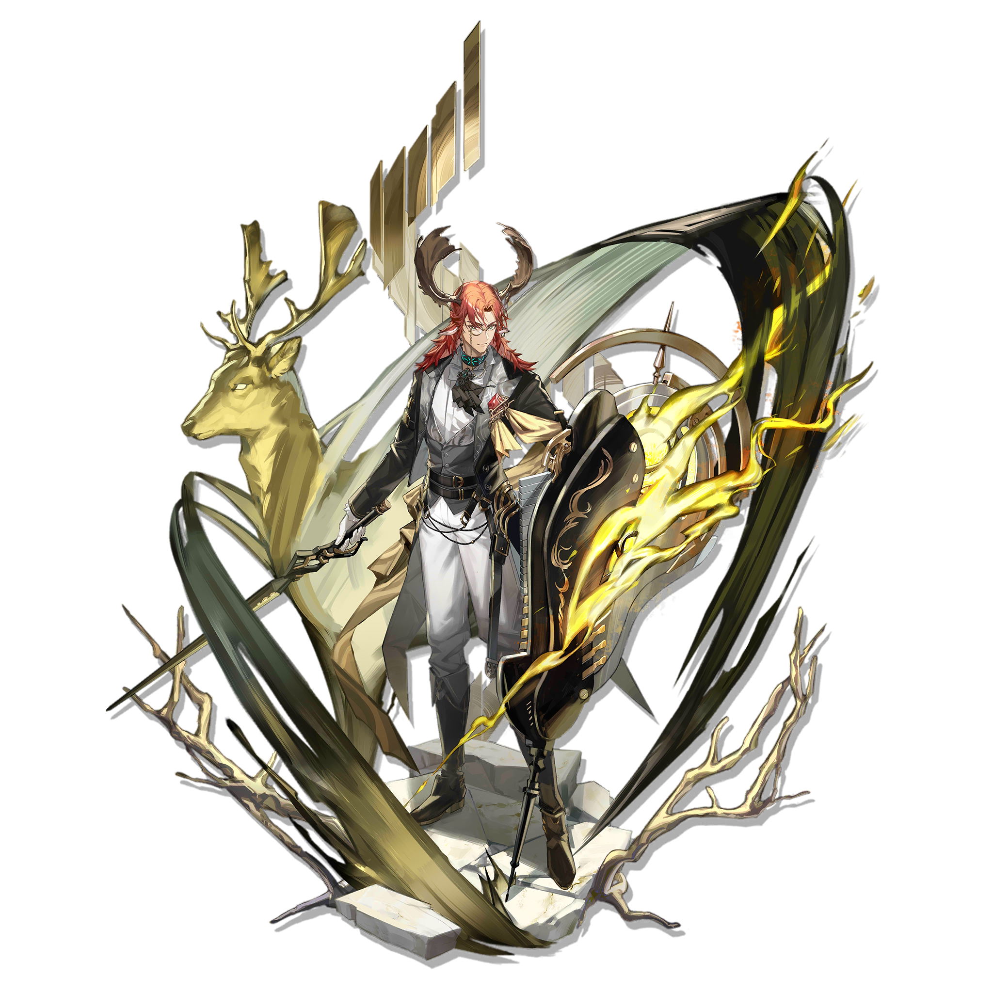 Arknights character with deer and shield HD Wallpaper