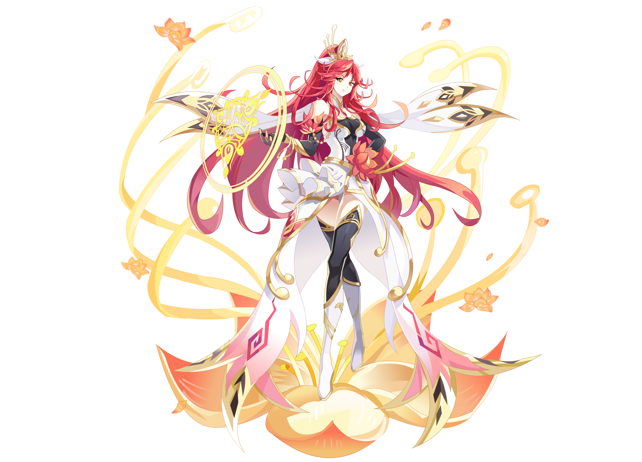 Anime girl with red hair and white dress HD Wallpaper
