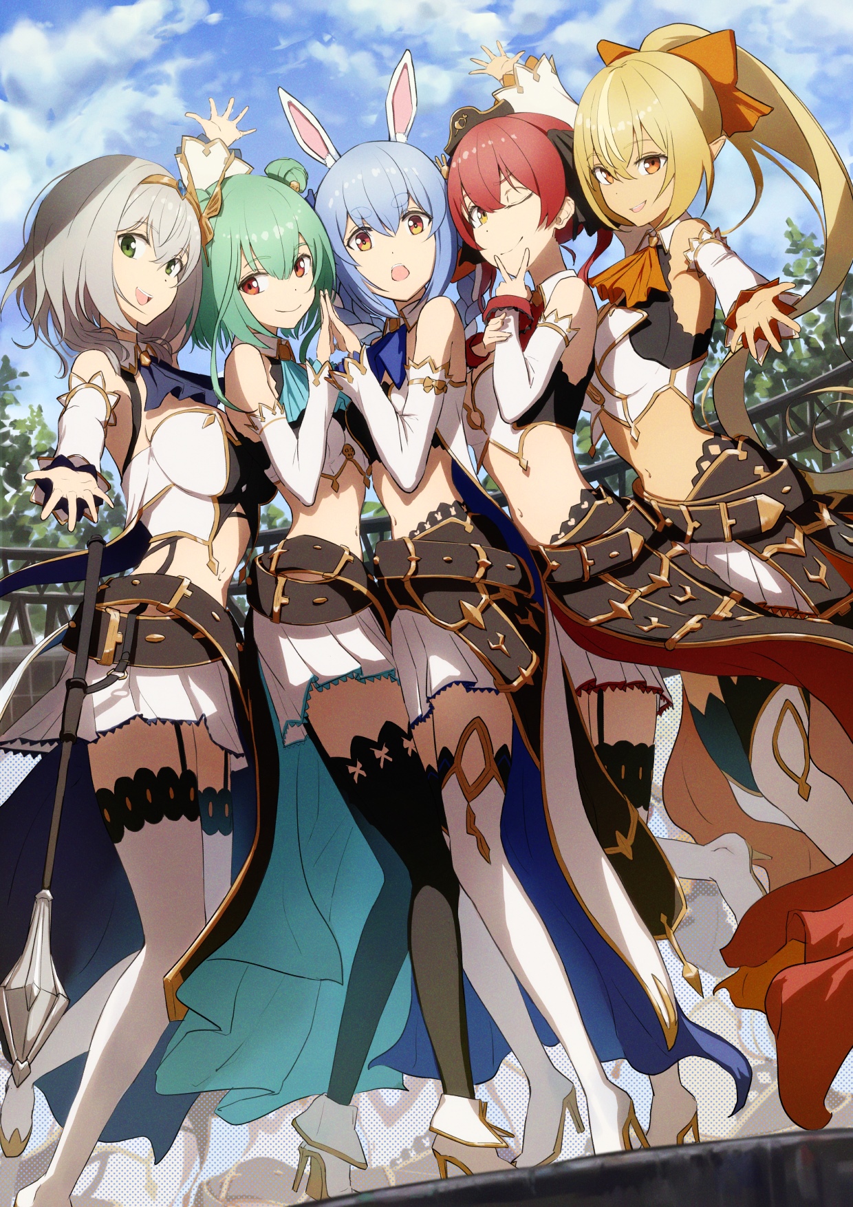 Hololive Shirogane Noel, Uruha Rushia, Usada Pekora, Shiranui Flare, Houshou Marine HD Phone Wallpaper