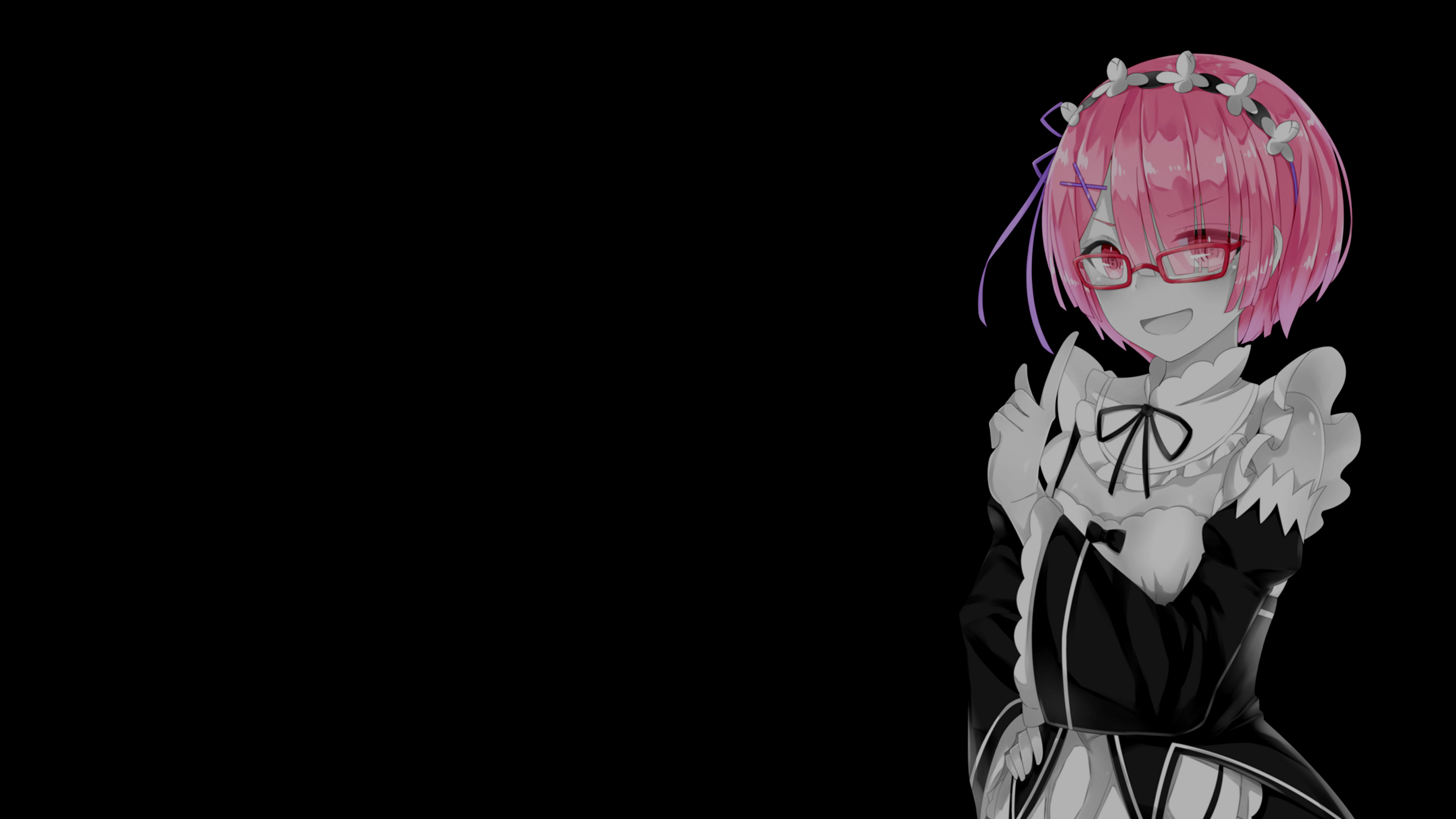 Ram from Re:Zero with pink hair and glasses HD Wallpaper