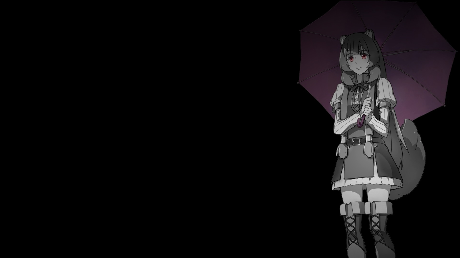 Raphtalia holding an umbrella on a dark background HD Wallpaper