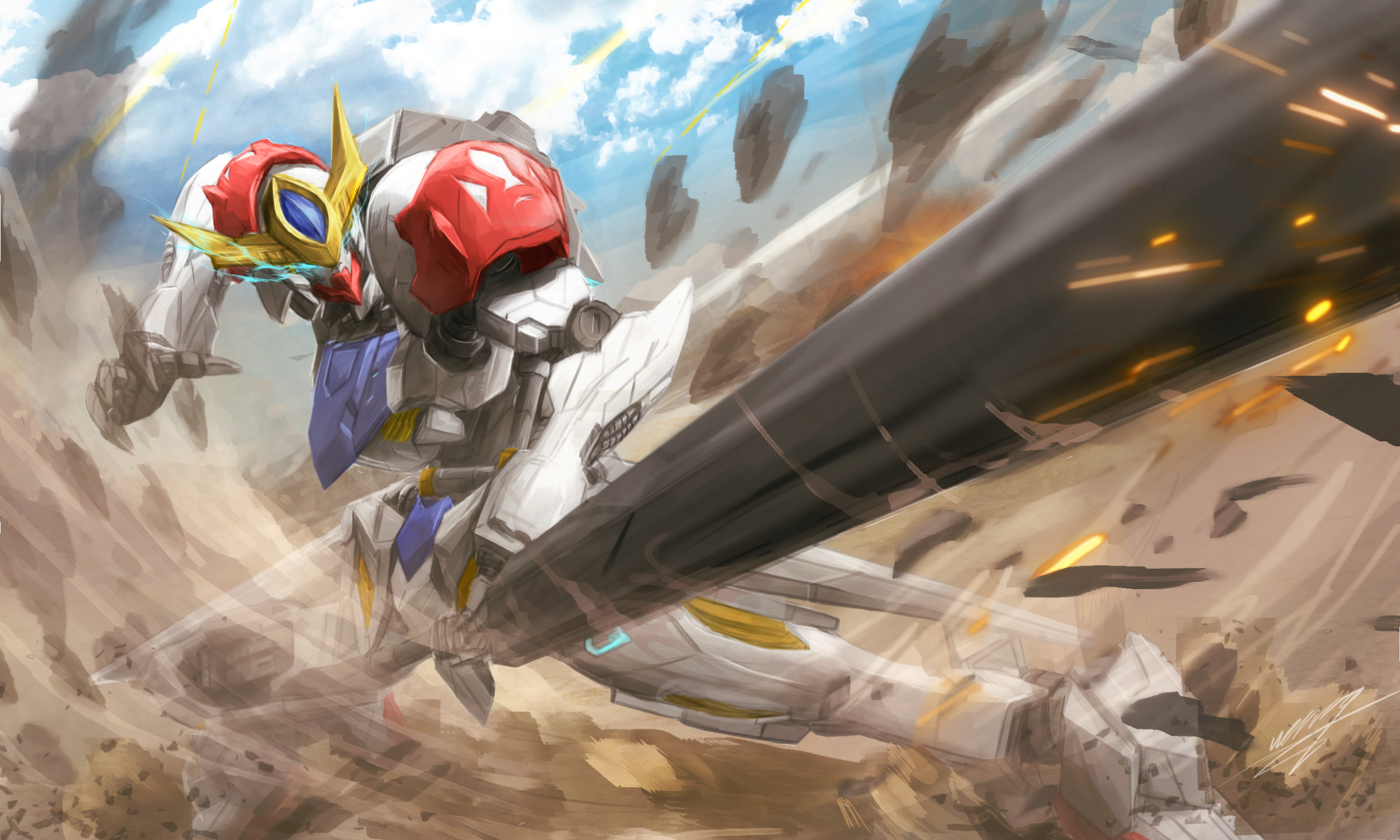 Gundam Barbatos Lupus in battle HD Wallpaper