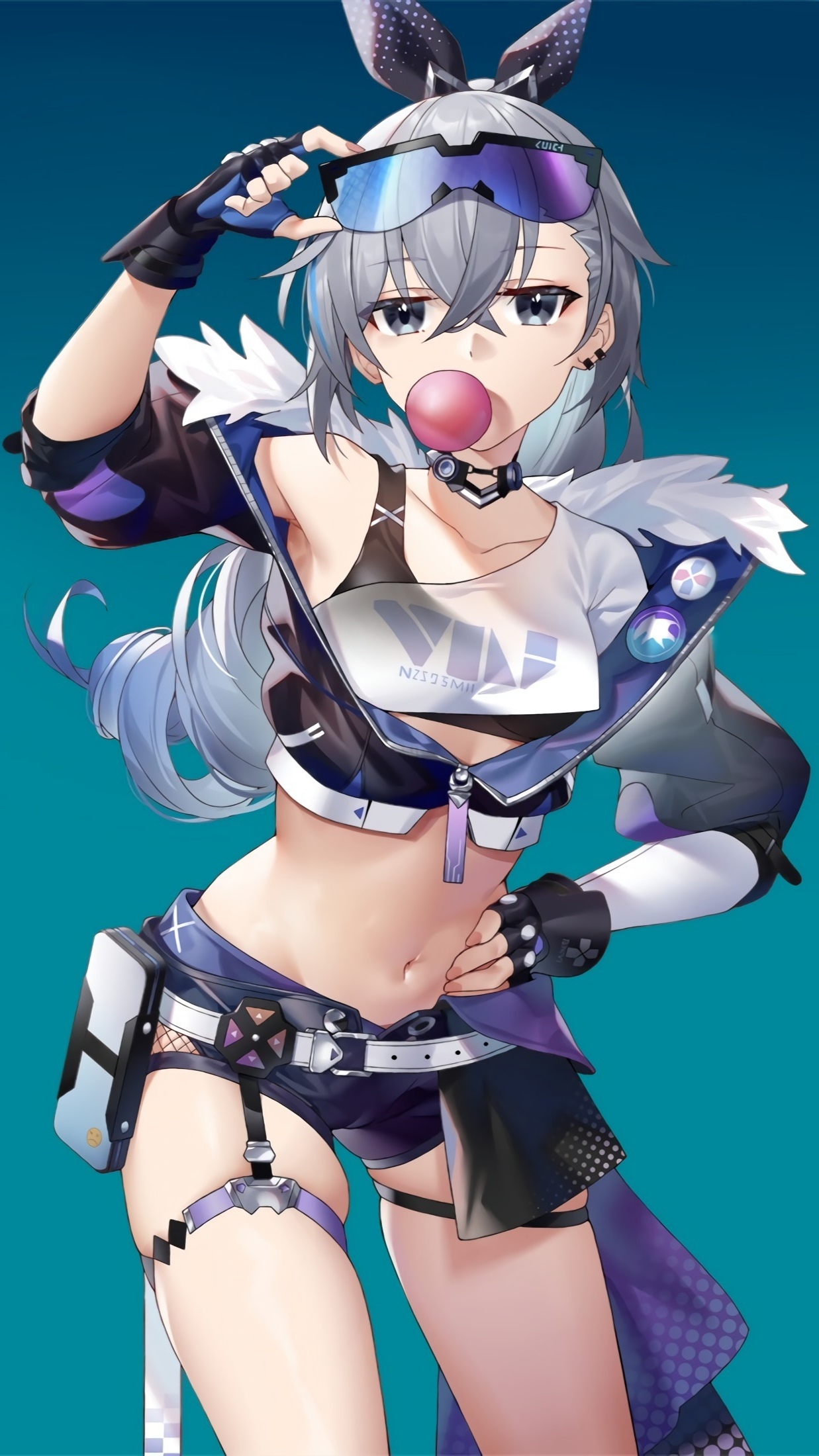 Silver Wolf from Honkai: Star Rail chewing bubblegum HD Phone Wallpaper