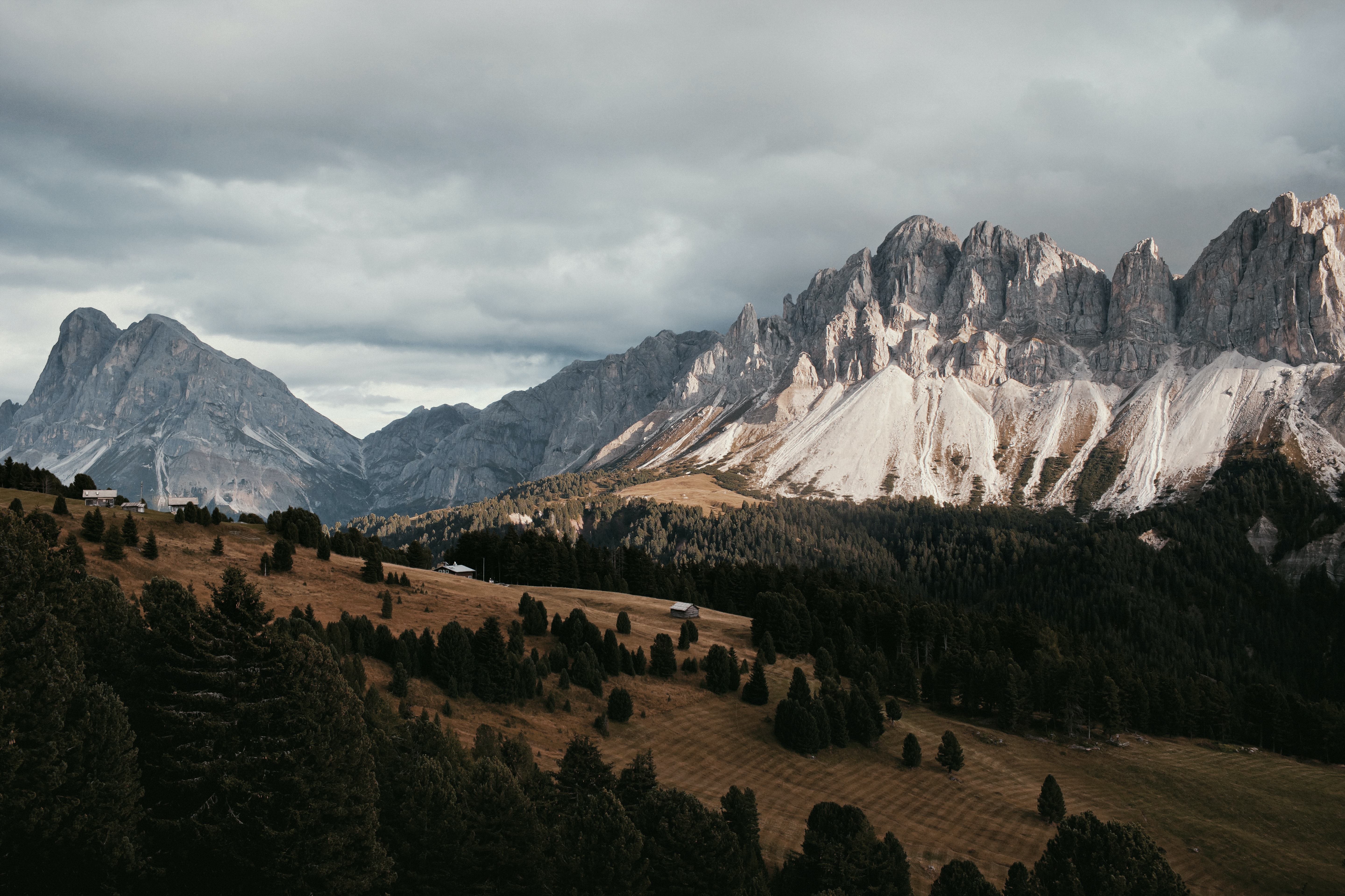 4K Mountains with Forest and Clouds HD Wallpaper