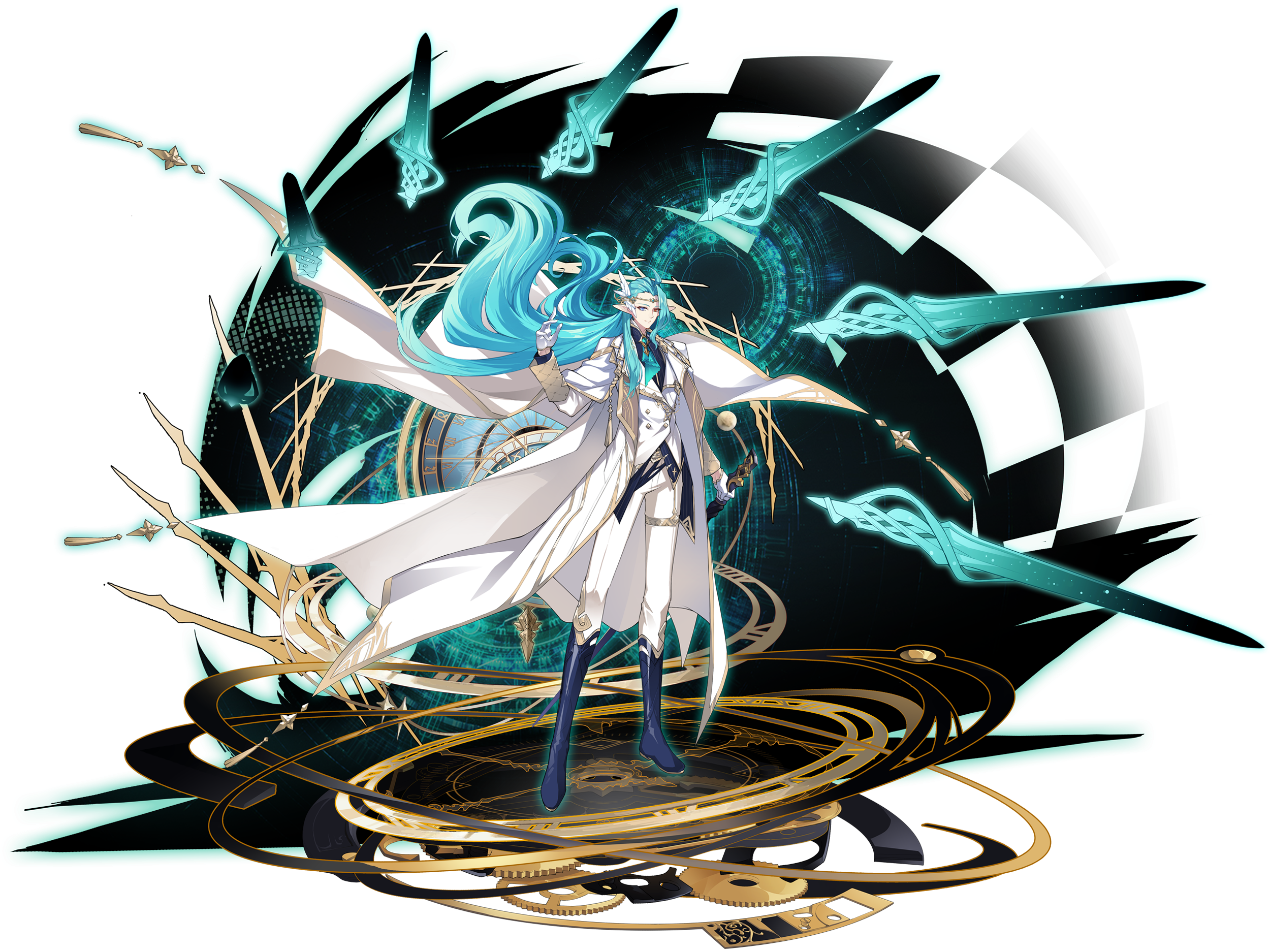 Anime character with blue hair and white coat HD Wallpaper