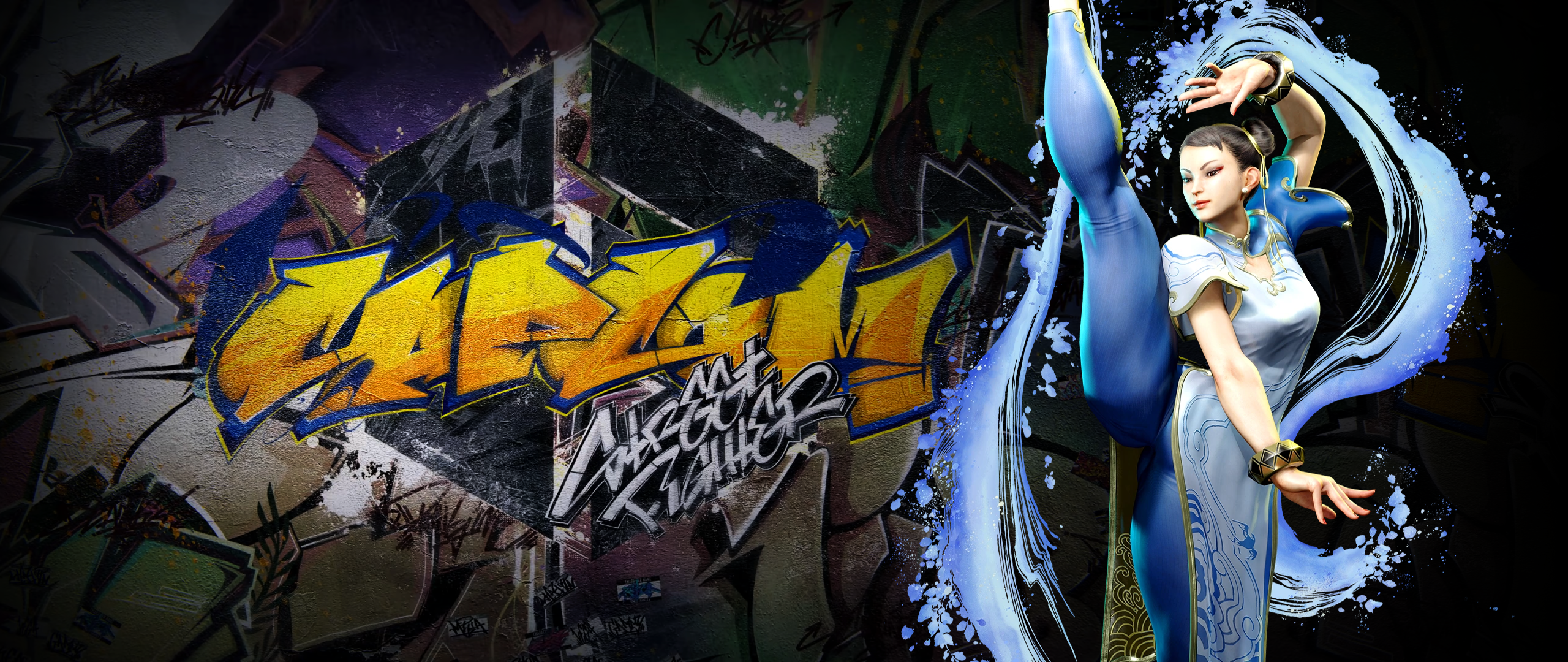 Chun-Li from Street Fighter VI with Graffiti HD Wallpaper