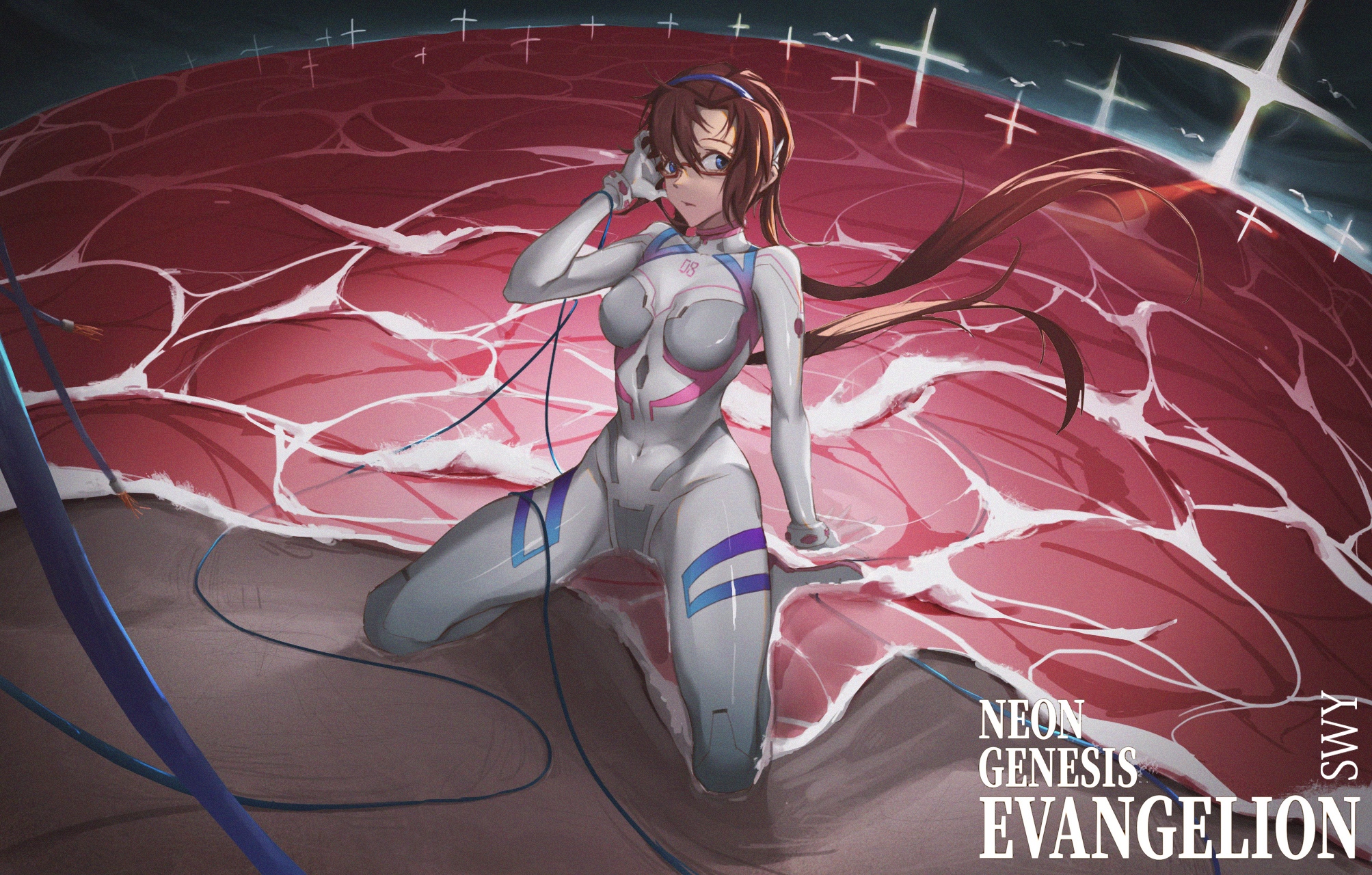 Mari Makinami Illustrious in Neon Genesis Evangelion bodysuit HD Wallpaper