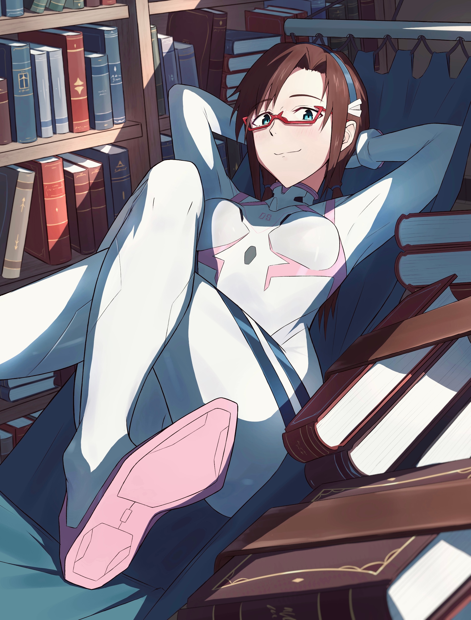 Mari Makinami Illustrious in a white bodysuit with pink accents HD Phone Wallpaper