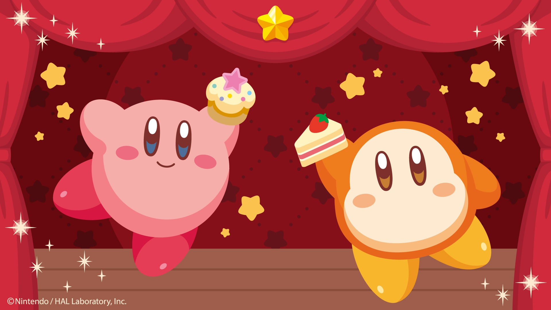 Kirby and Waddle Dee with Sweets HD Wallpaper