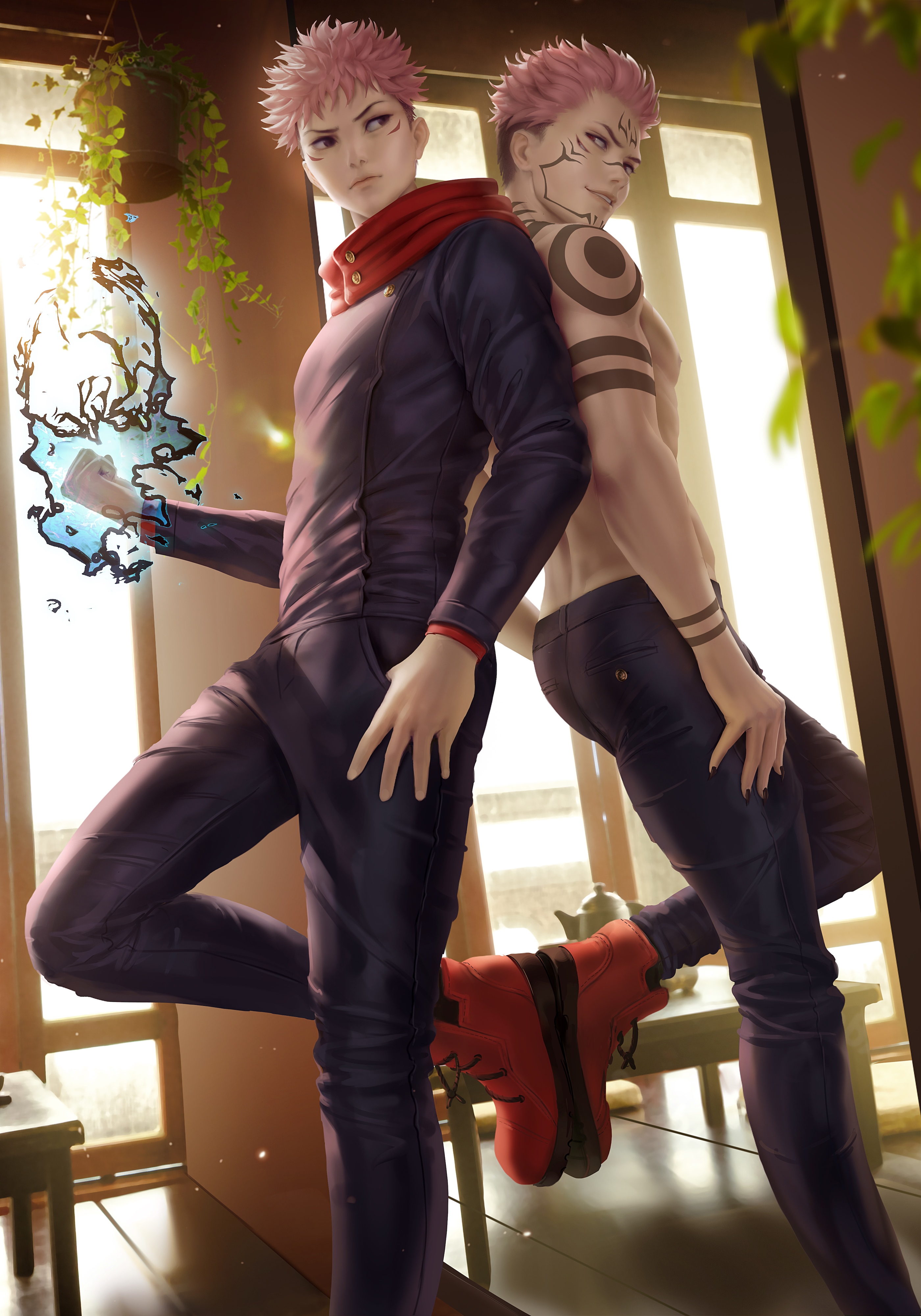 Ryomen Sukuna and Yuji Itadori fan art HD Phone Wallpaper