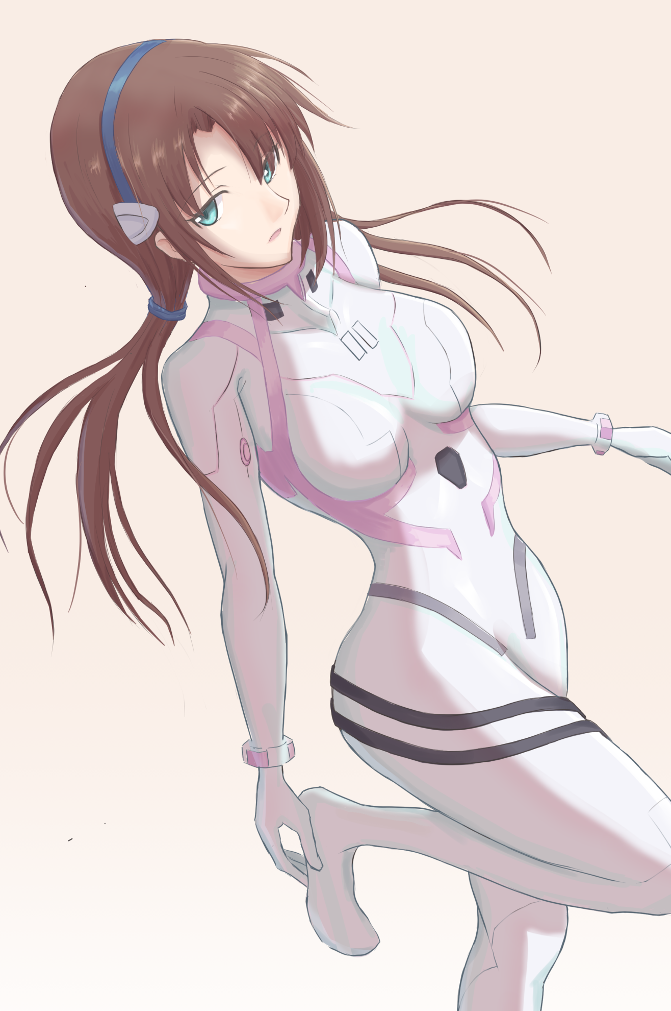 Makinami Mari Illustrious in a white bodysuit HD Phone Wallpaper