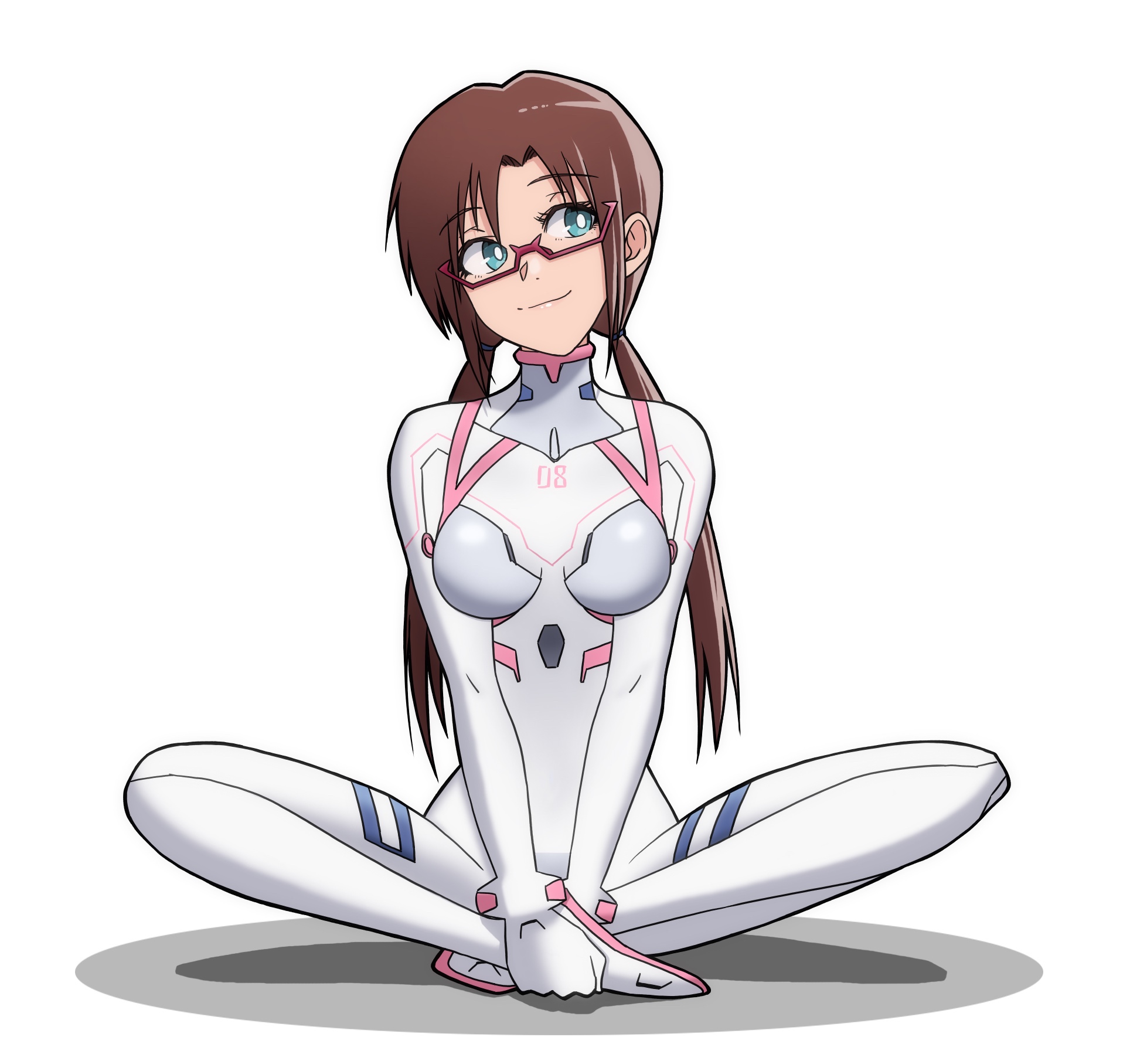 Makinami Mari Illustrious in a white bodysuit HD Wallpaper