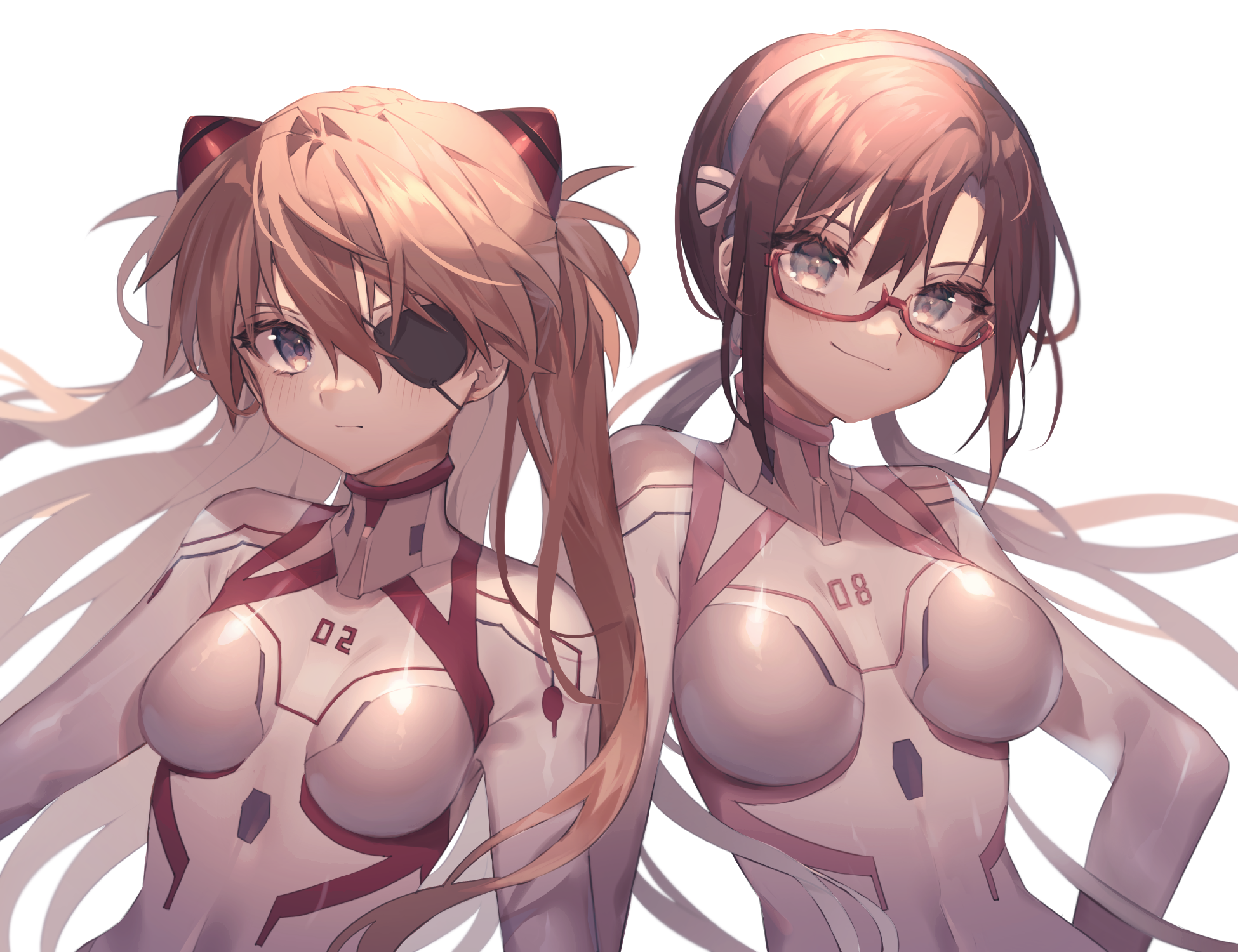 Asuka Langley Soryu and Mari Makinami Illustrious in Evangelion suits HD Wallpaper