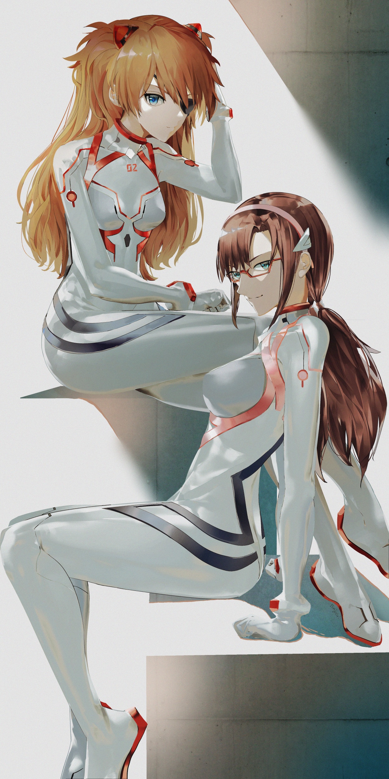 Asuka Langley Soryu and Makinami Mari Illustrious in Evangelion suits HD Phone Wallpaper