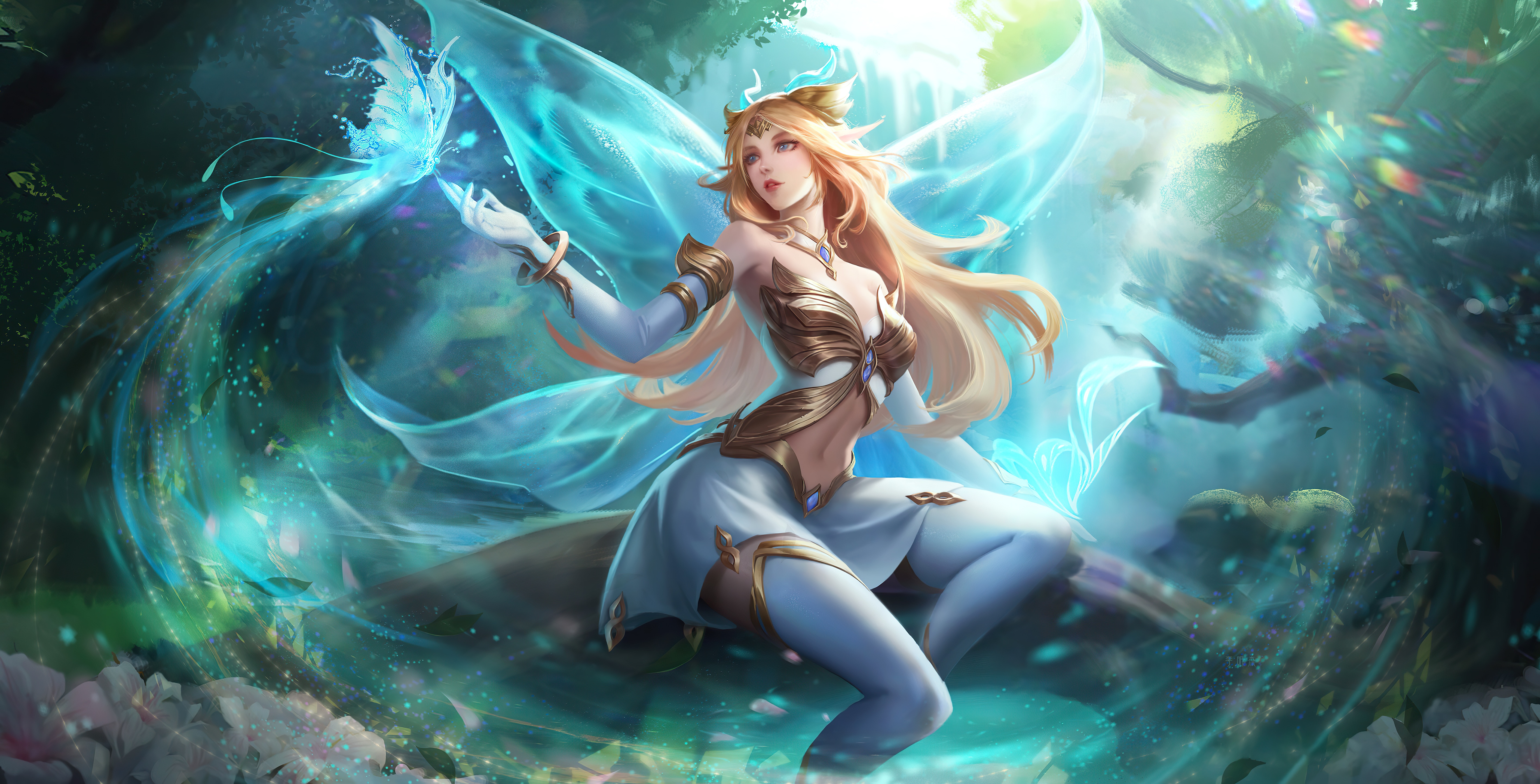 4K Honor of Kings Blonde Fairy with Butterfly HD Wallpaper