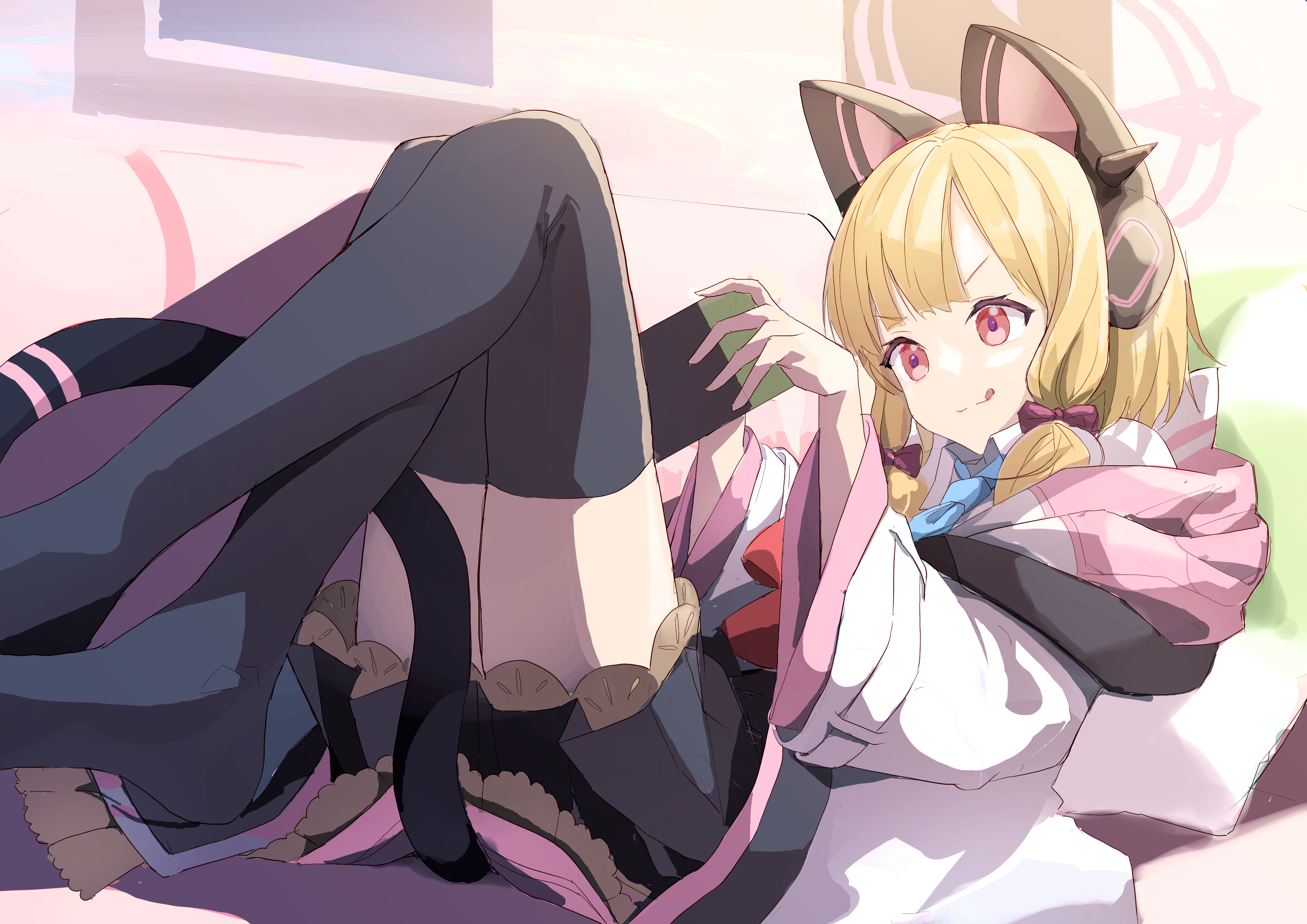 Blue Archive cat girl with black stockings HD Wallpaper