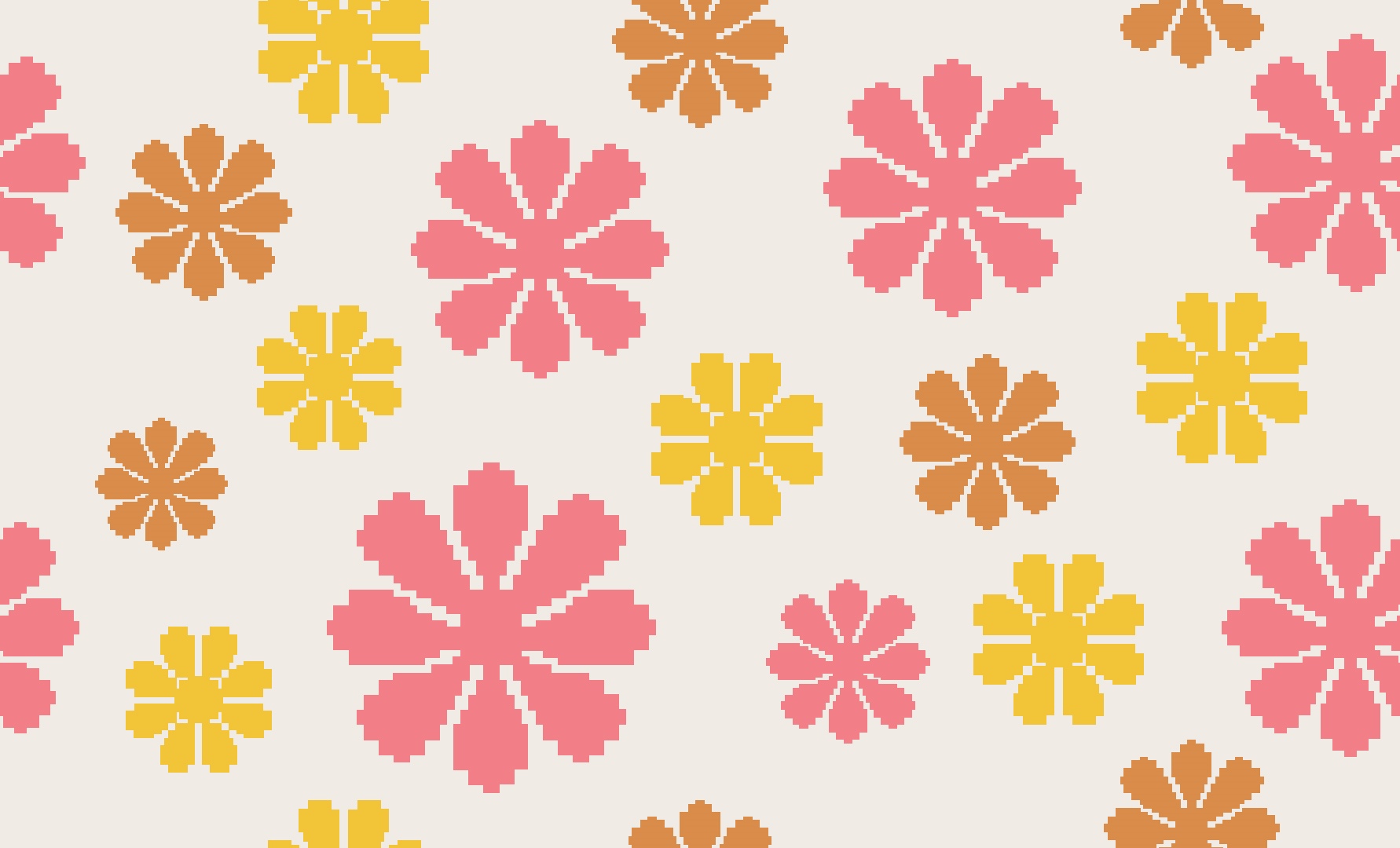 Pixelated flowers pattern on a cream background HD Wallpaper