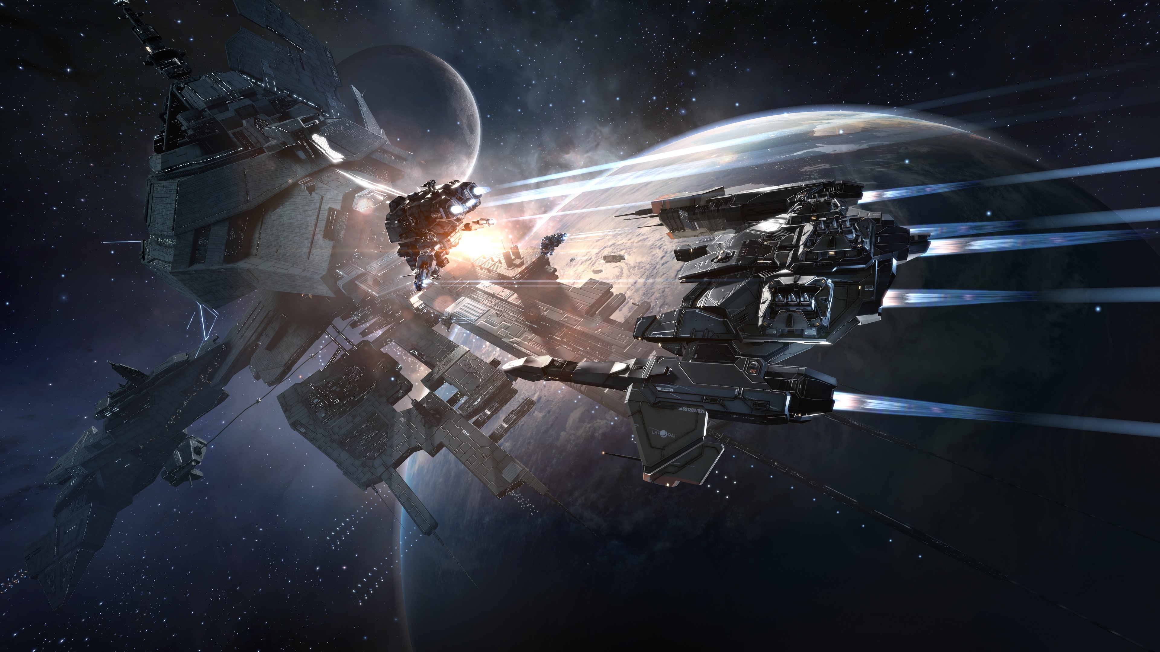 4K EVE Online Spaceship Battle HD Wallpaper