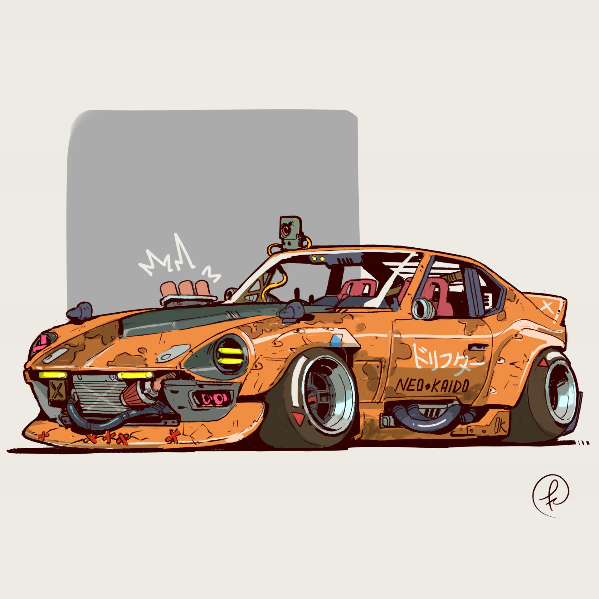 Cyberpunk Modified Nissan S30 by Fernando Correa HD Wallpaper