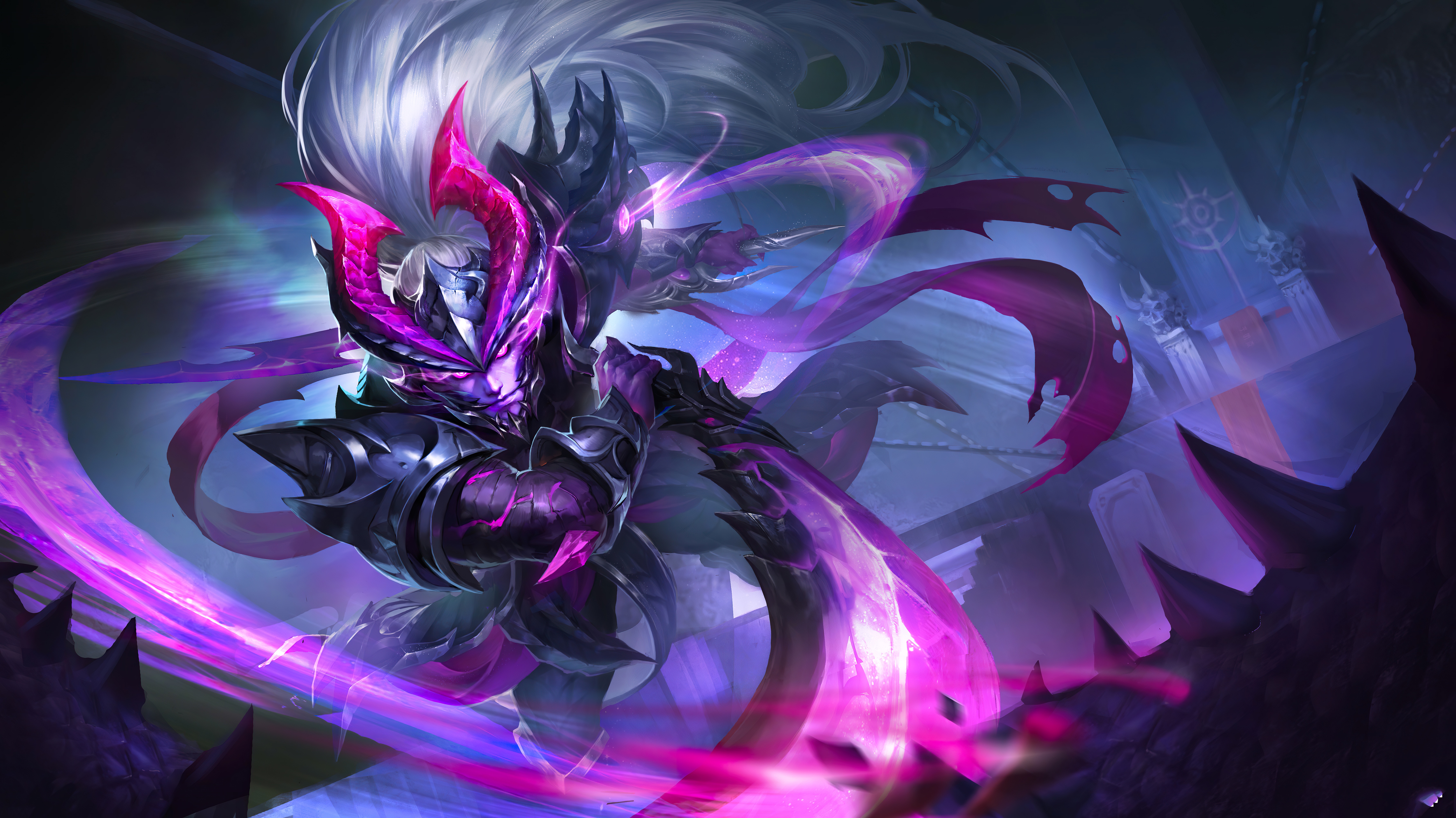 4K Honor of Kings: Dark Warrior with Purple Energy HD Wallpaper