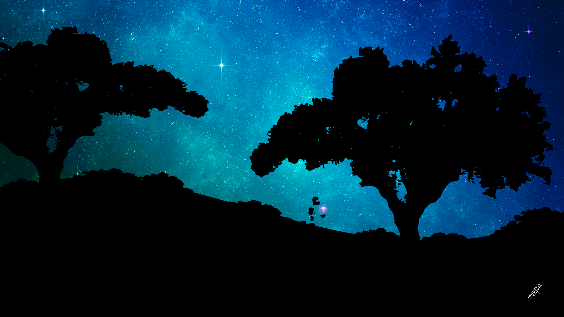 Rayman Legends silhouette against a starry galaxy HD Wallpaper