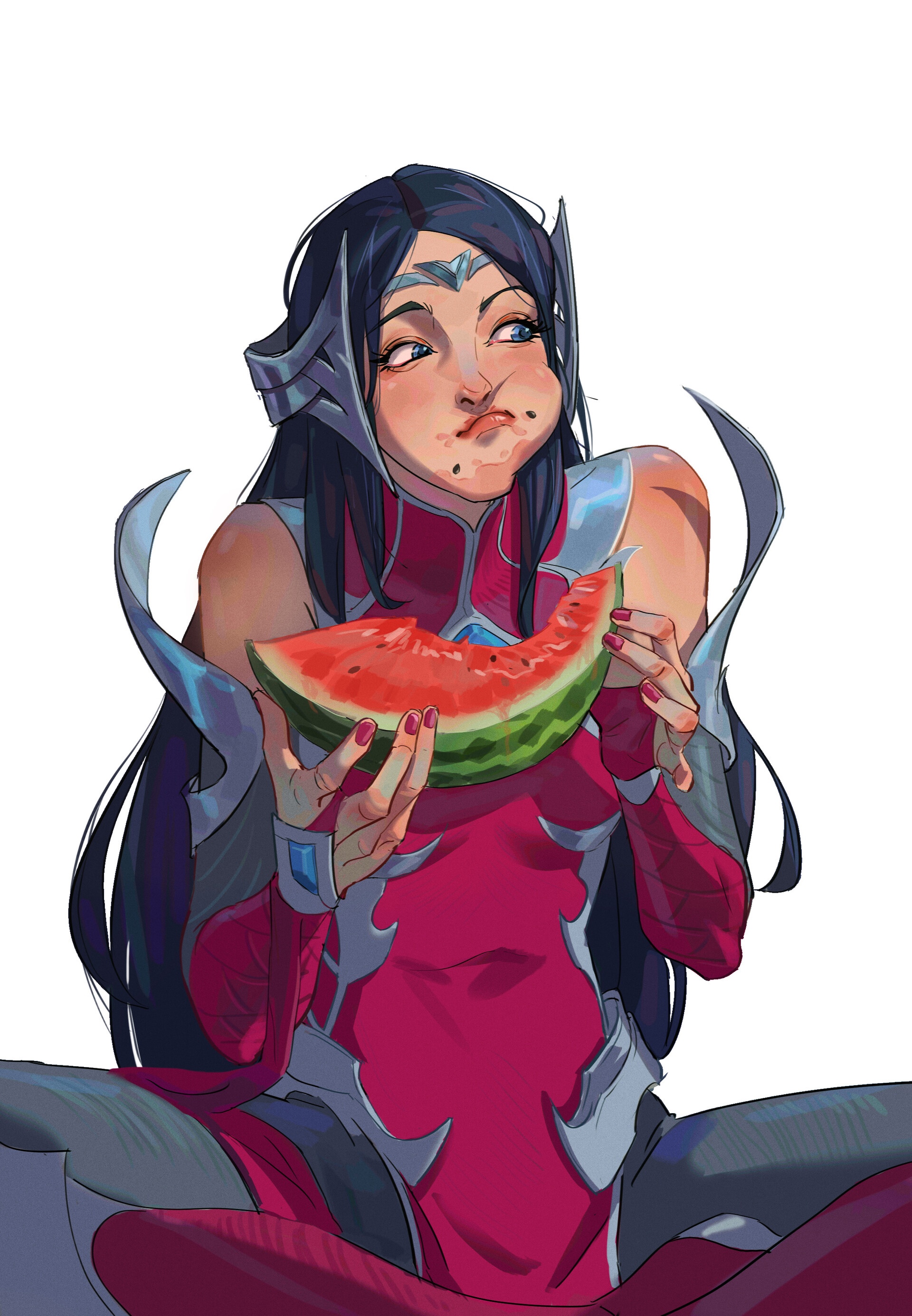 Irelia eating watermelon HD Phone Wallpaper