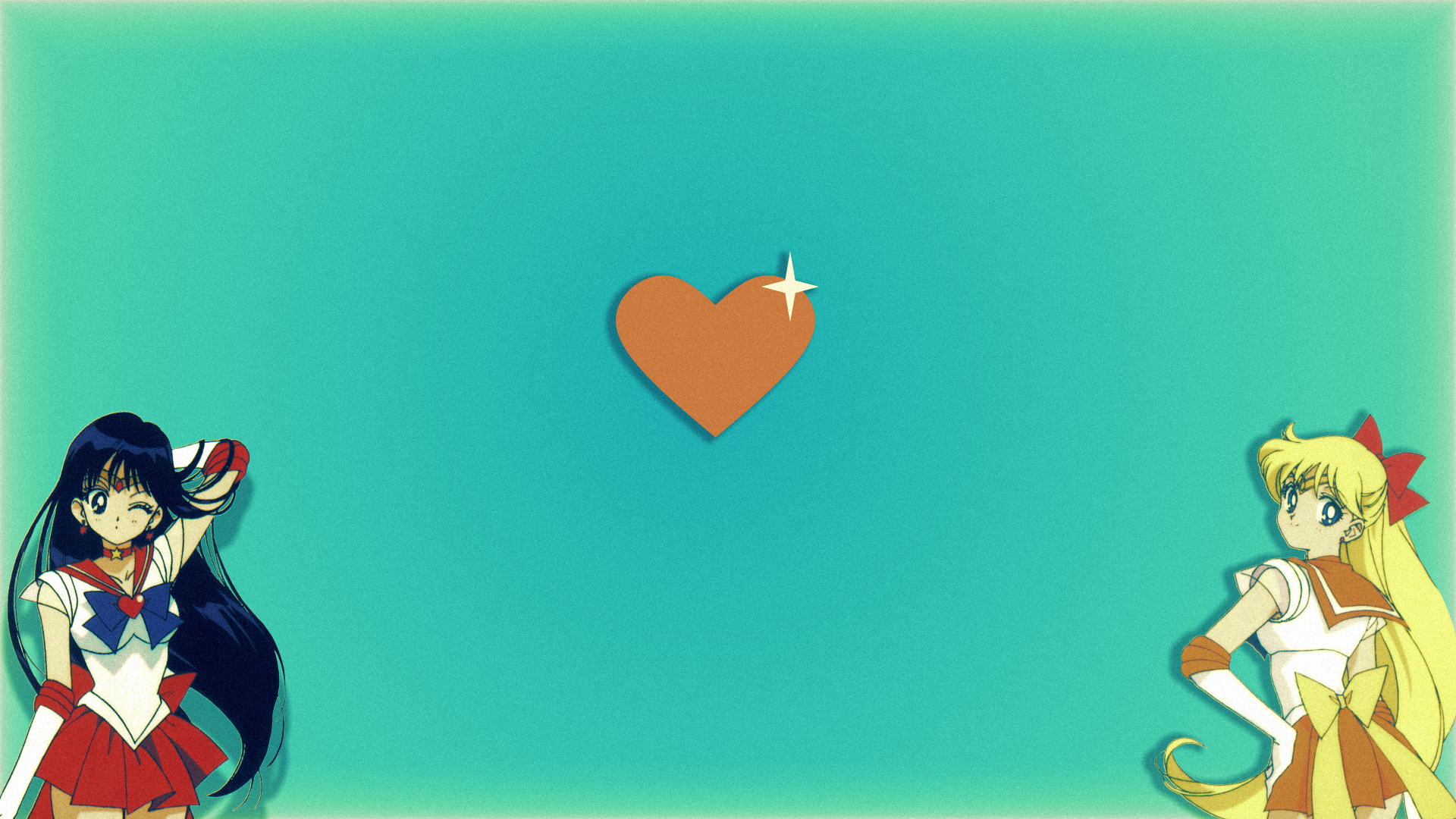 Sailor Mars and Sailor Venus with a heart HD Wallpaper