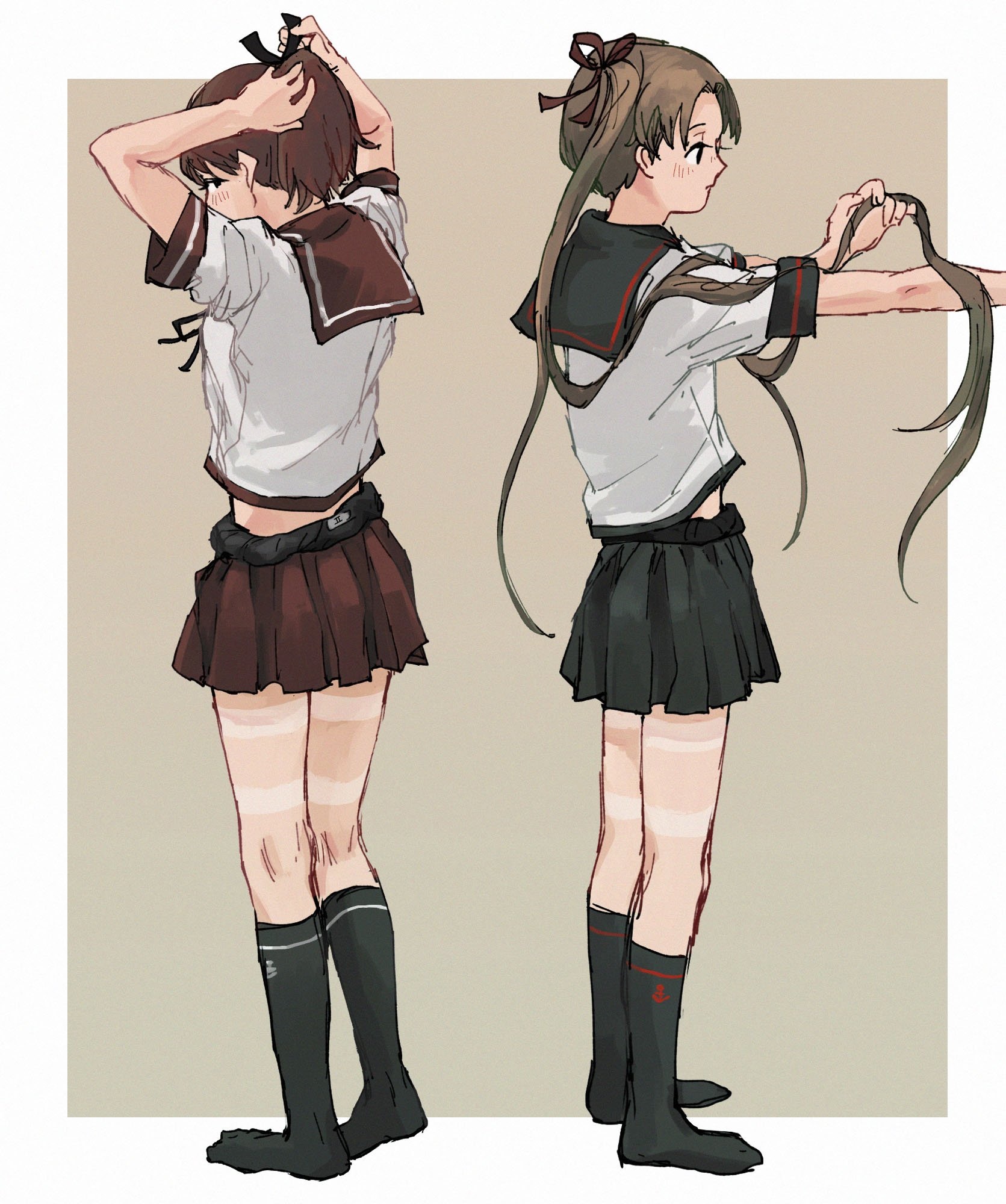 Kantai Collection fan art of Shikinami and Ayanami HD Phone Wallpaper