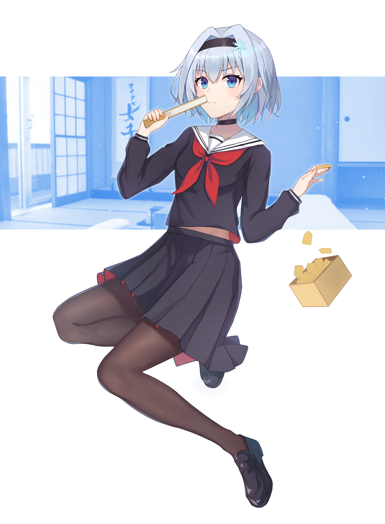 Sora Ginko from Ryuuou no Oshigoto! eating snacks HD Phone Wallpaper